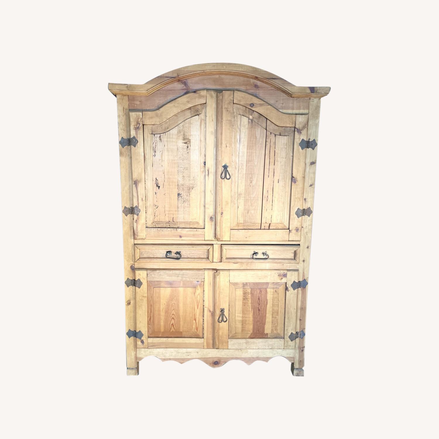 Antique Rustic Pine Armoire - image-0