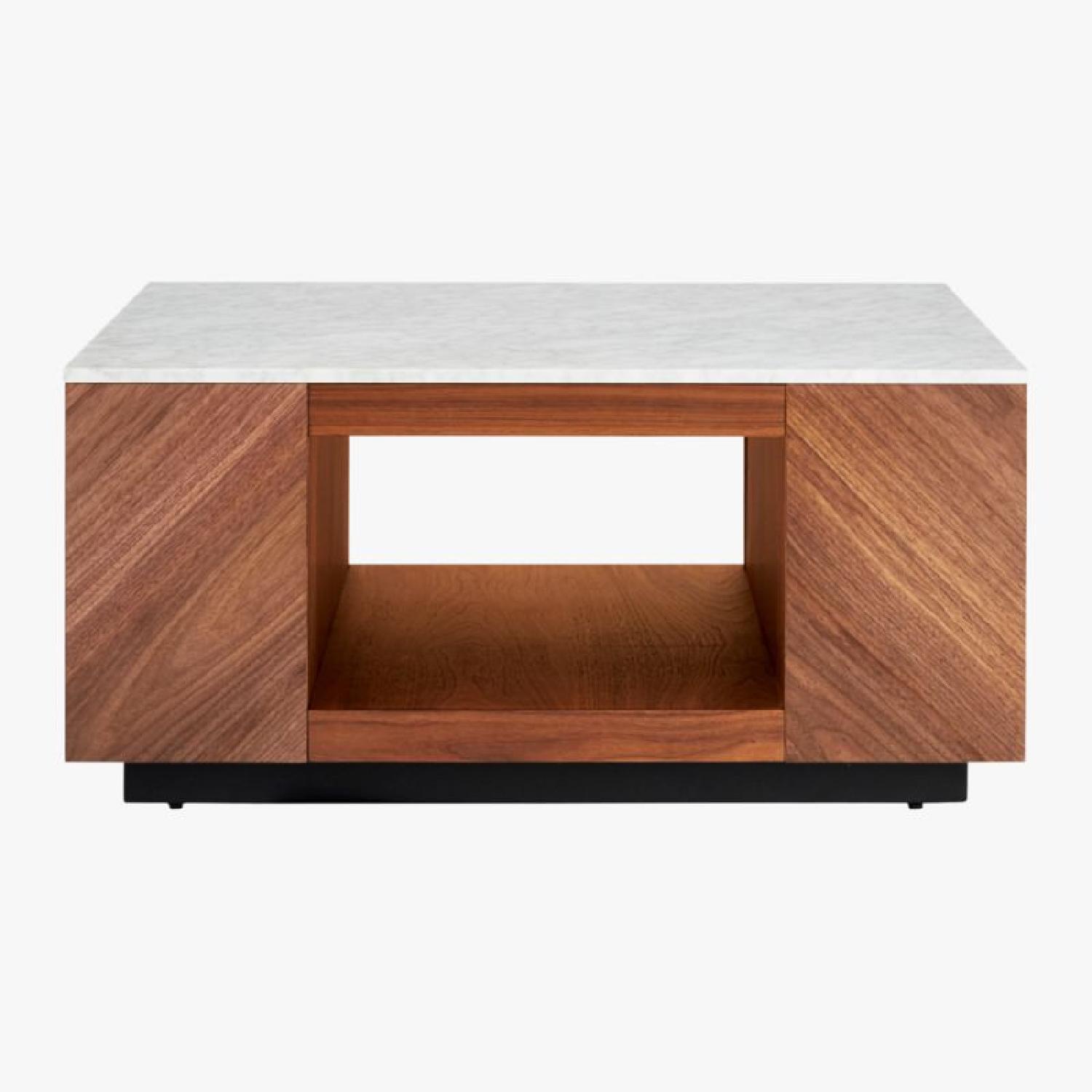 CB2 Suspend II Marble and Wood Coffee Table AptDeco