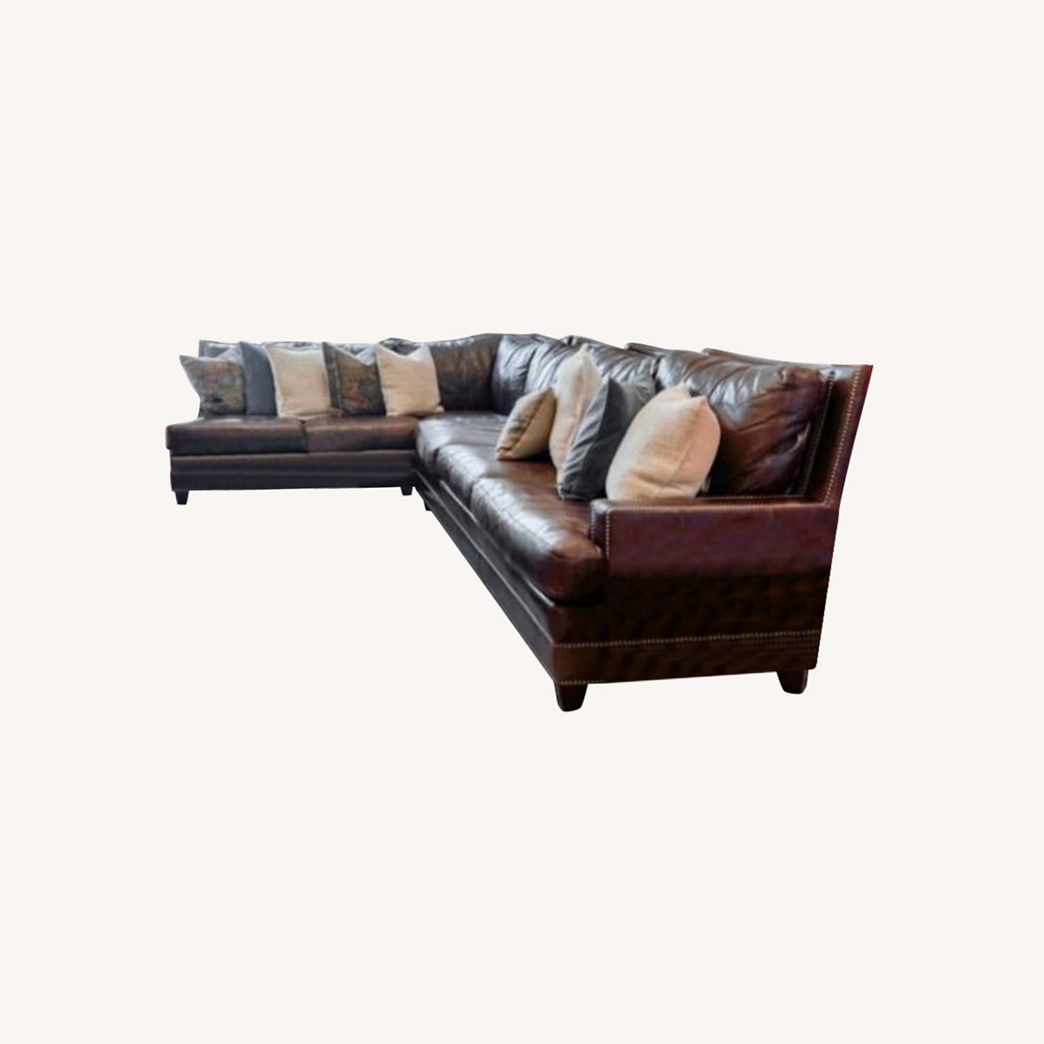 Bloomingdales Soft Leather LShaped Couch AptDeco