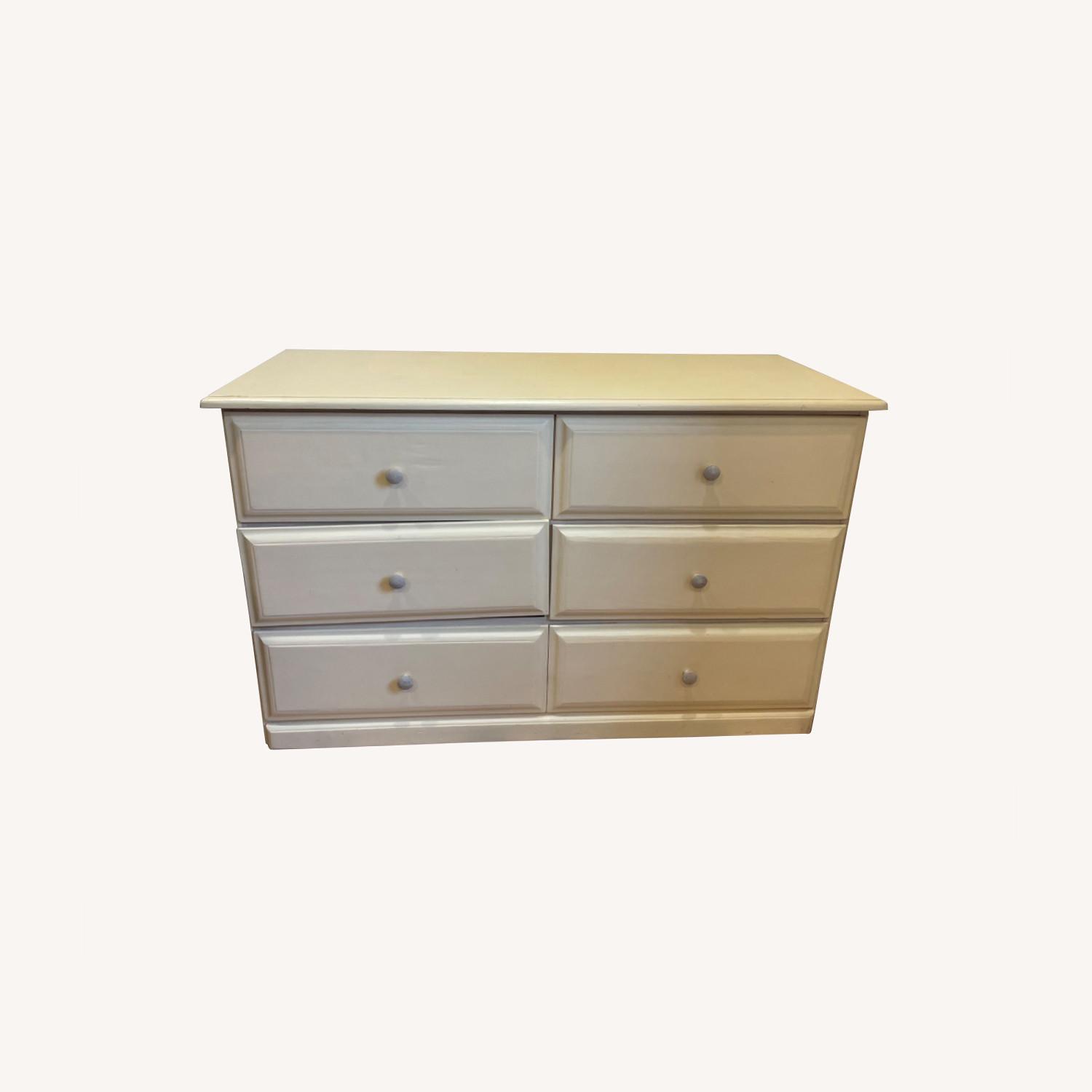 Solid Wood 6 Drawer Yellow Dresser - image-0