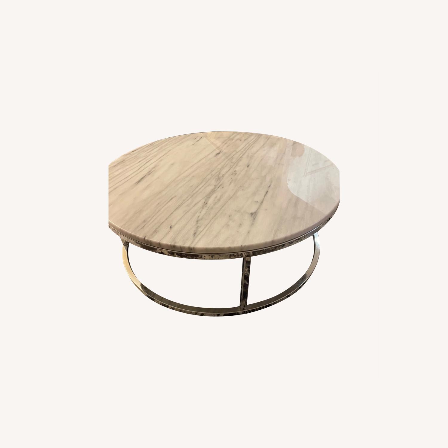 CB2 Smart Round Marble Top Coffee Table AptDeco