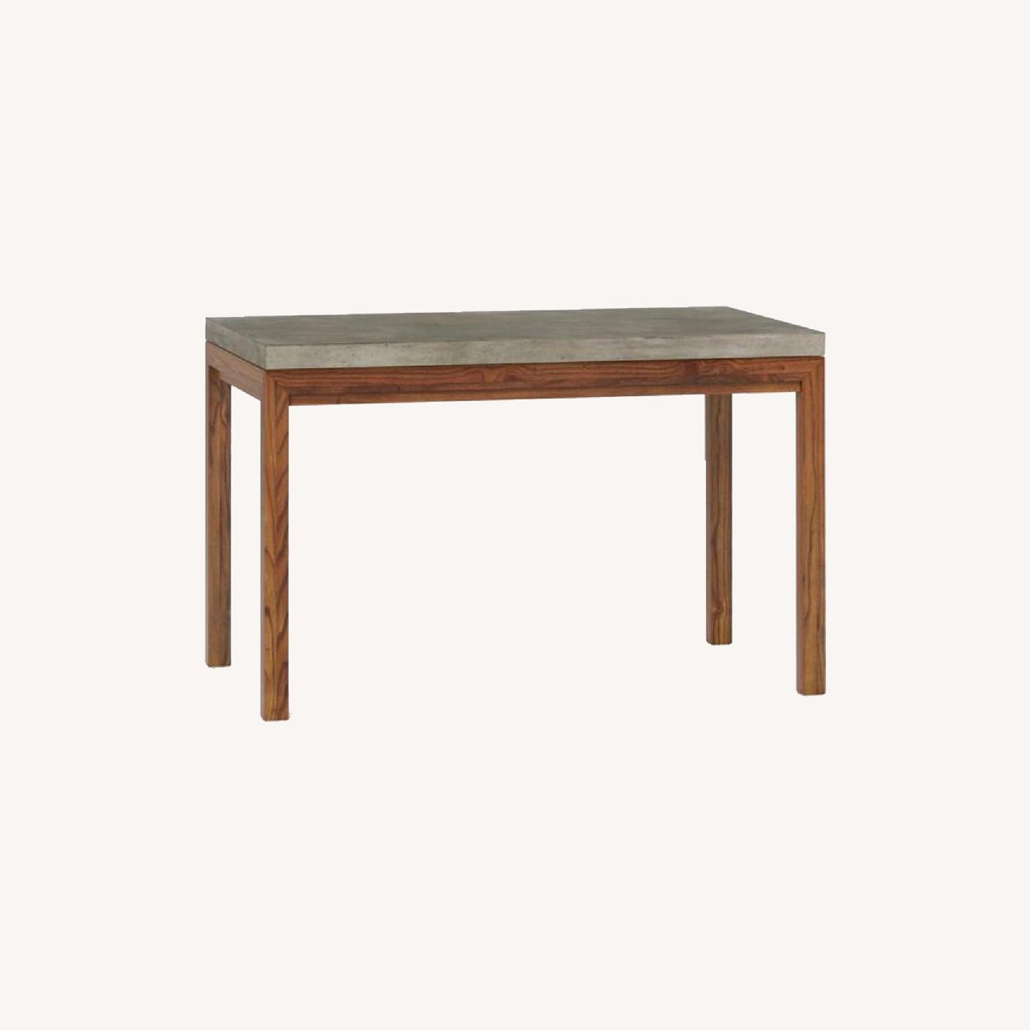 Crate and Barrel Concrete Top Table with Elm Base - image-0