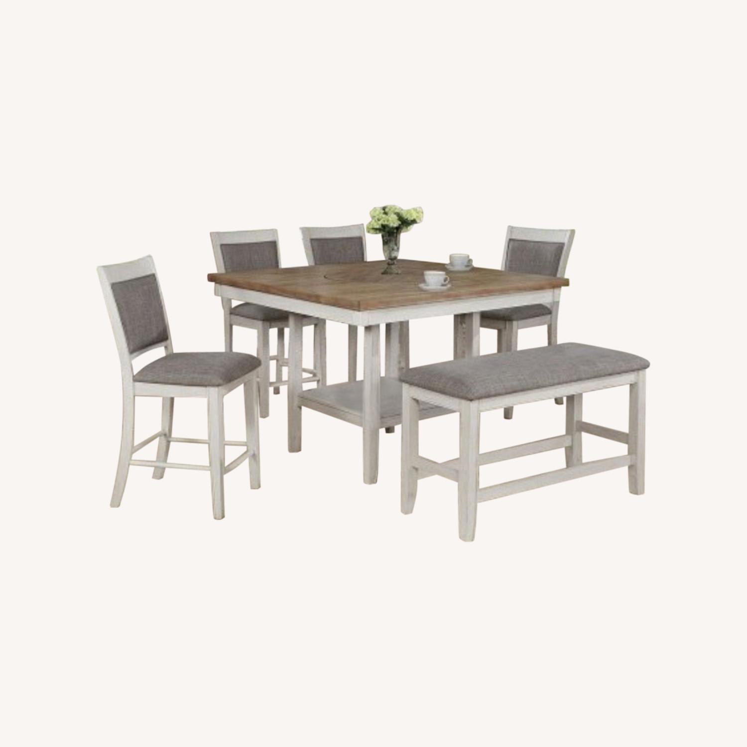CrownMark Fulton Counter Height Dining Room Set (White) AptDeco