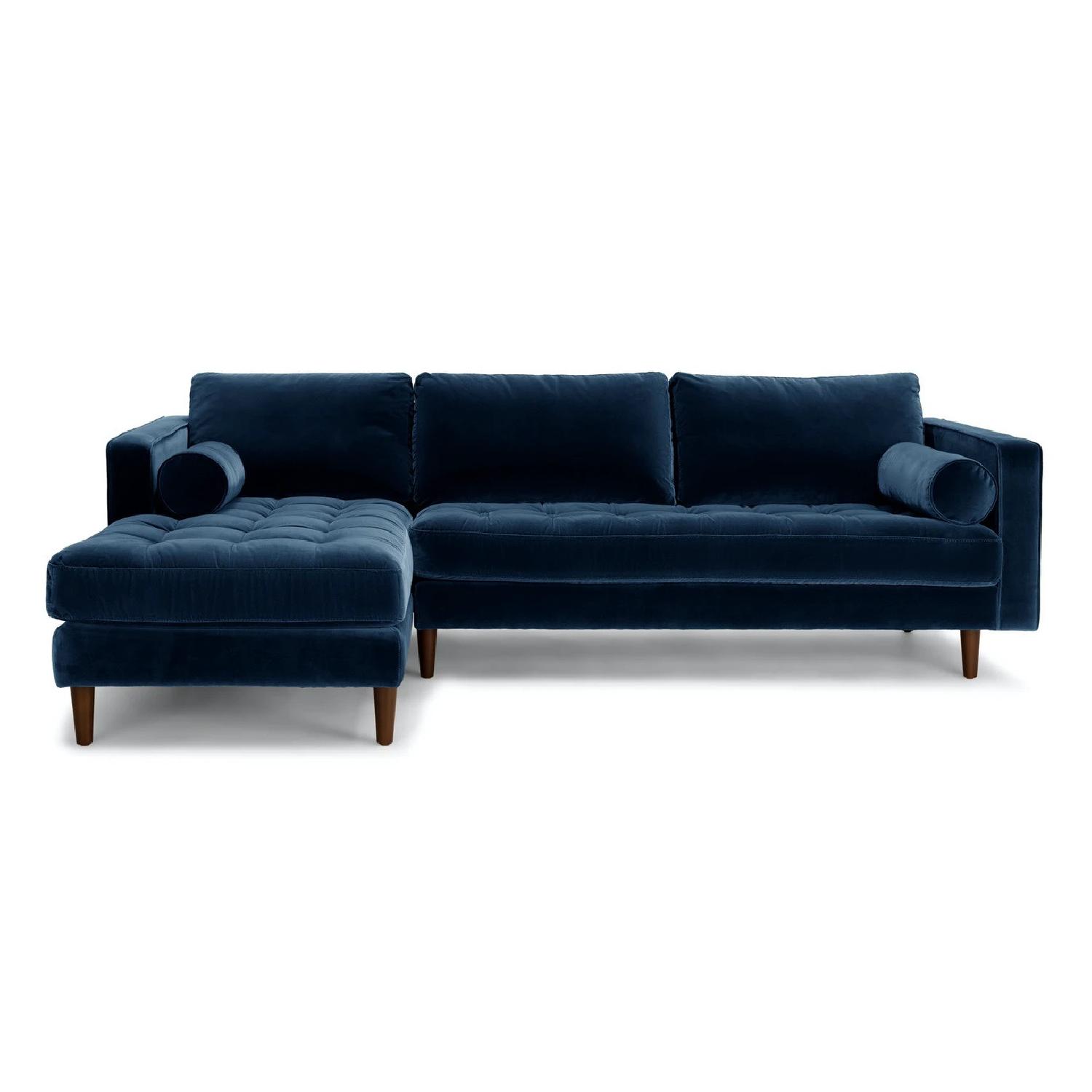Article Sven Navy Blue Velvet Sectional - image-6