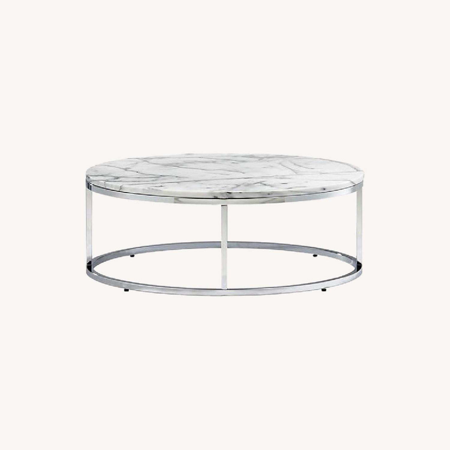 CB2 Smart Round Marble Top Coffee Table AptDeco
