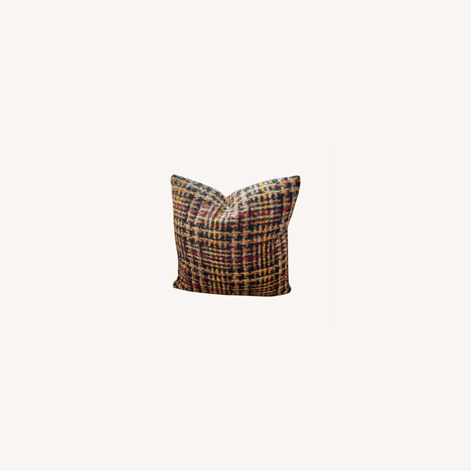 DWR Maharam Wool Tartan Plaid Passel Pillow - image-0