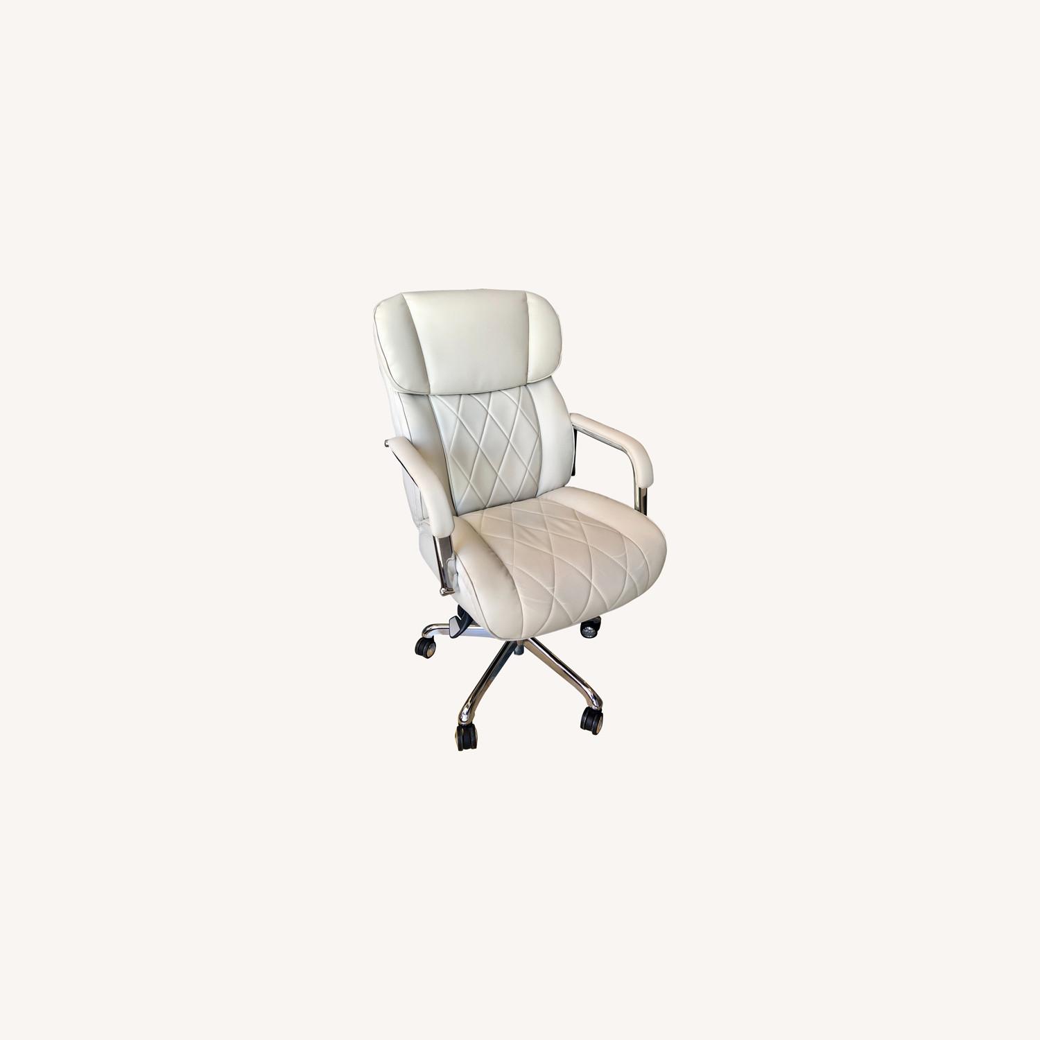 La-Z-Boy Light Ivory/Cream Leather Office Chair - image-0
