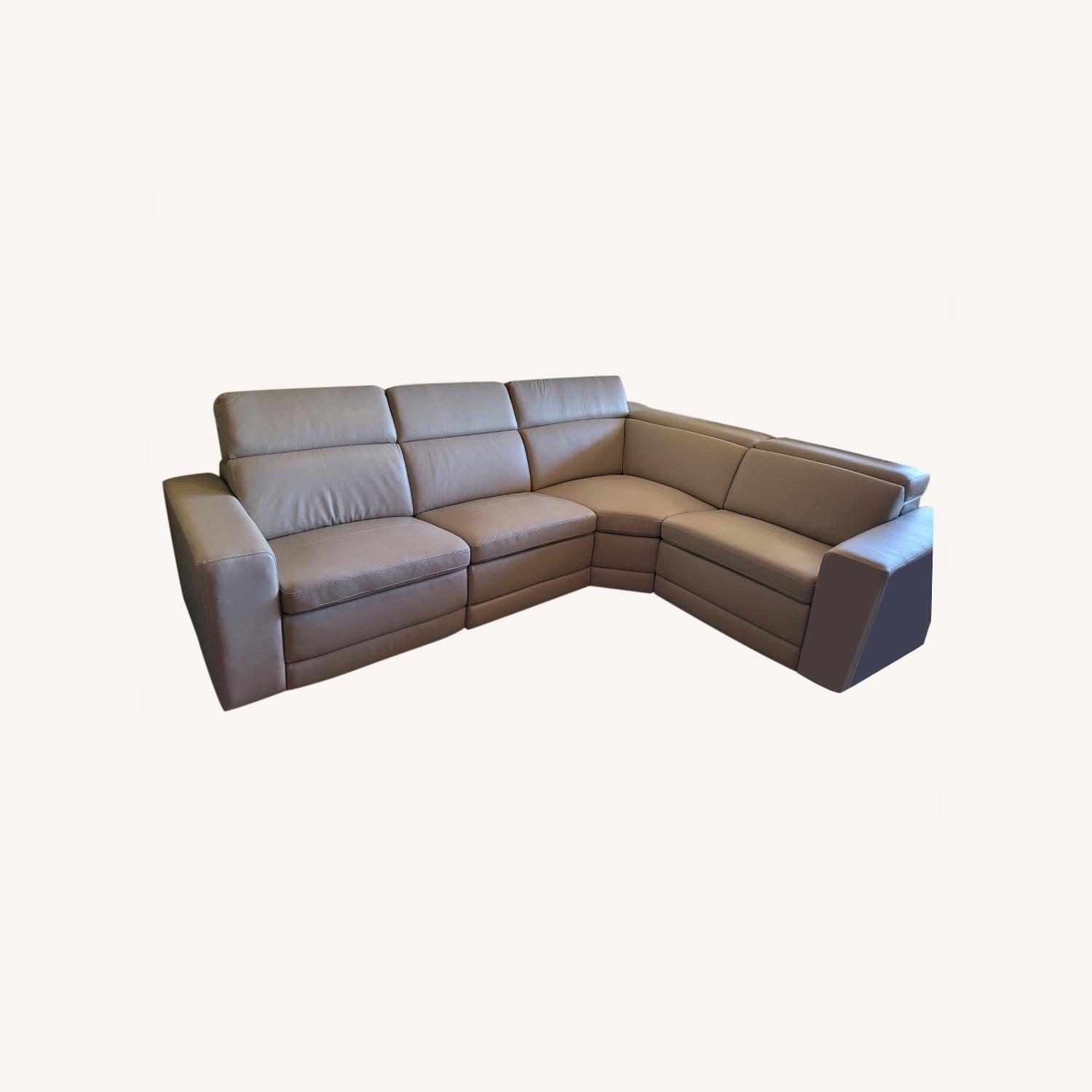 Leather Power Reclining Modular Sectional - image-0