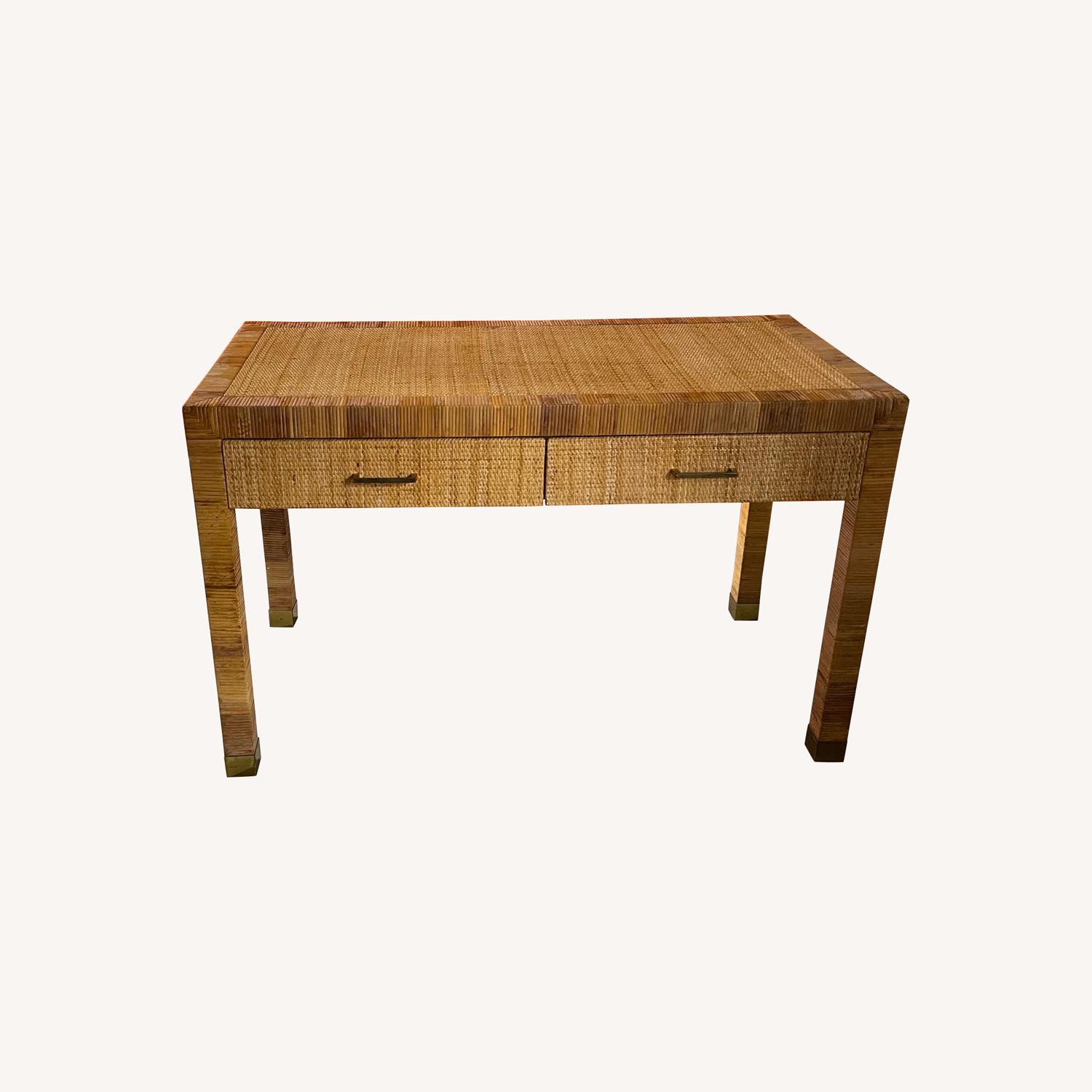 Vintage Rattan Console Table - image-0