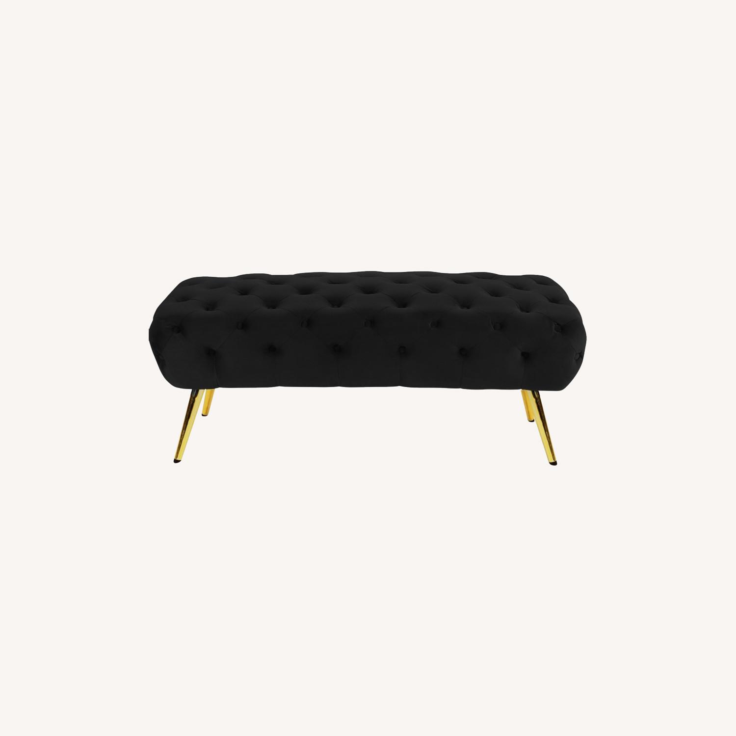 Bench In Black Velvet W/ ButtonTufted Seat AptDeco