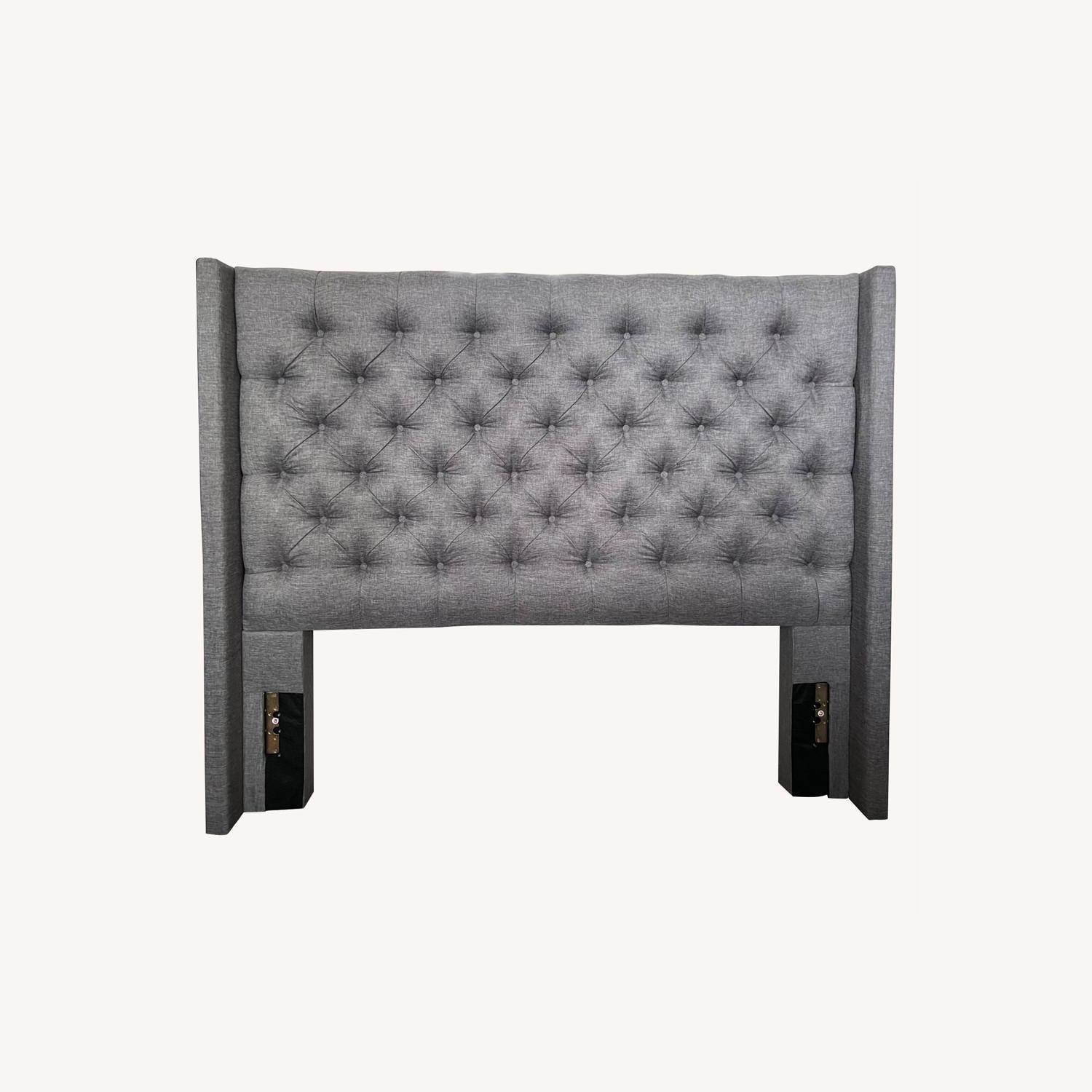 Wayfair Gray Fabric Tufted Wingback Headboard - Full Size - image-0