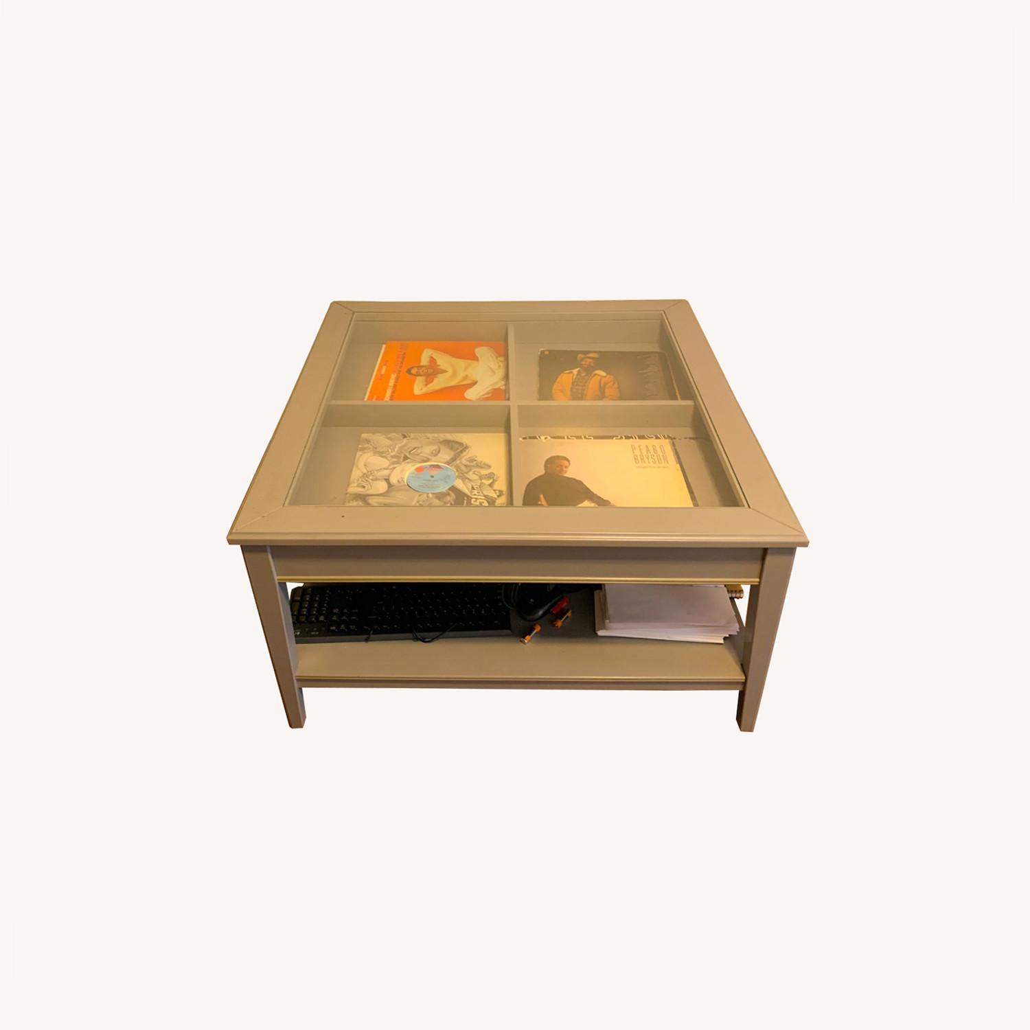 Gray Big Coffee Table with Lots of Storage Room AptDeco