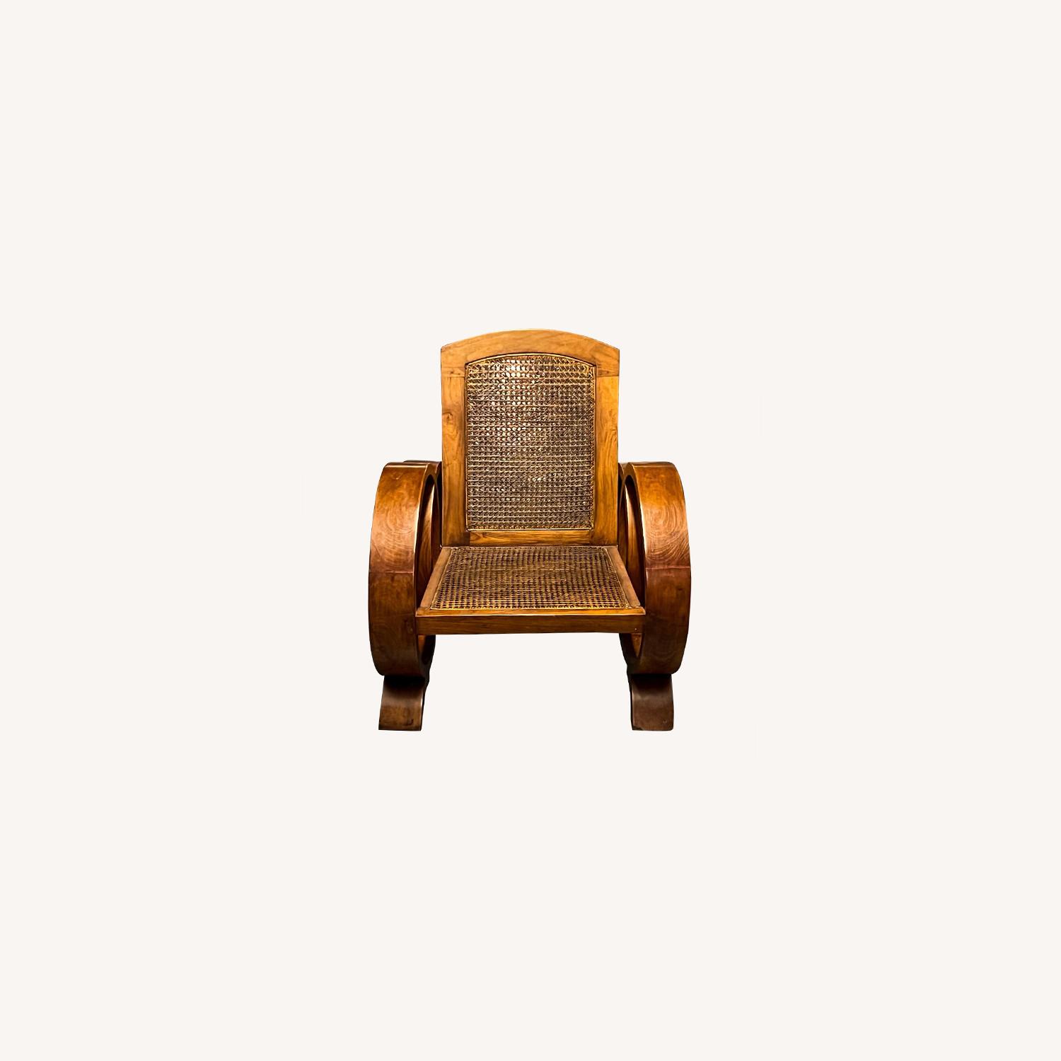 Art Deco Wood & Rattan Chairs - image-0