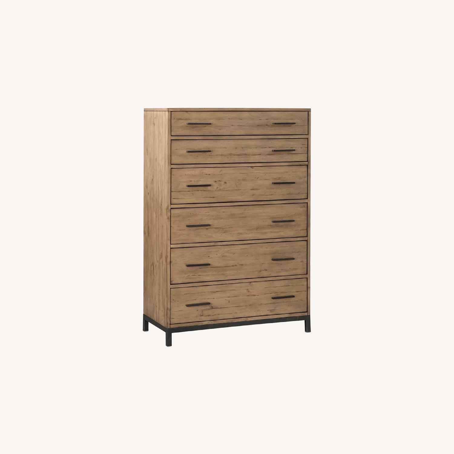 Macy's Solid Pine and Steel 6 Drawer Dresser AptDeco