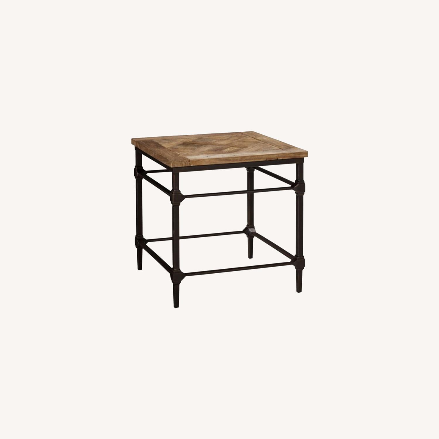 Pottery Barn Parquet Reclaimed Wood End Table AptDeco