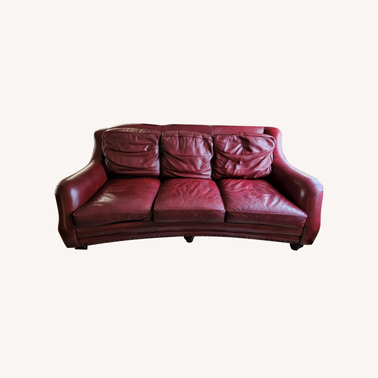 Hancock & Moore Scalloped-Back Classic Leather Sofa - image-0