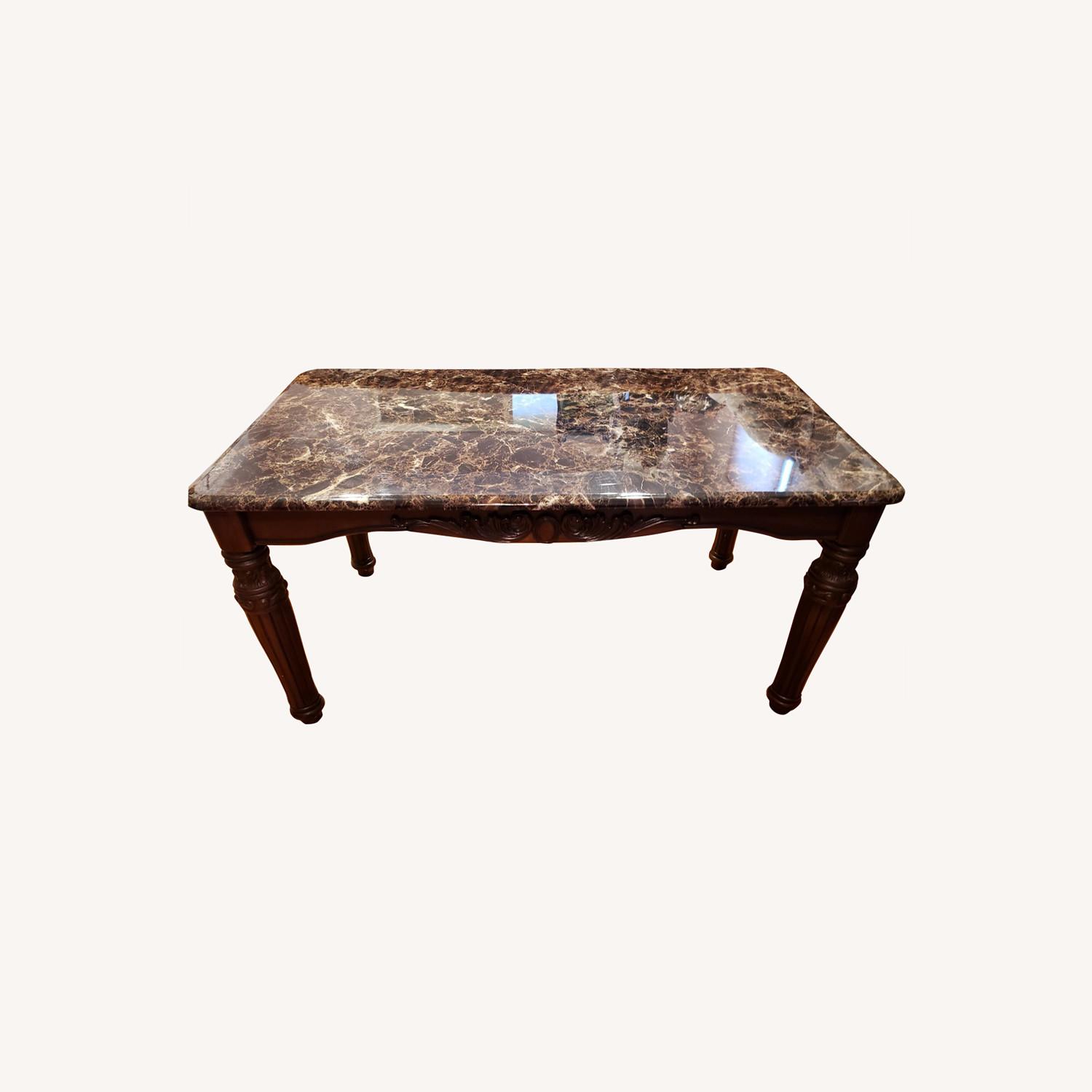 Brown and Black Faux Marble Coffee Table AptDeco