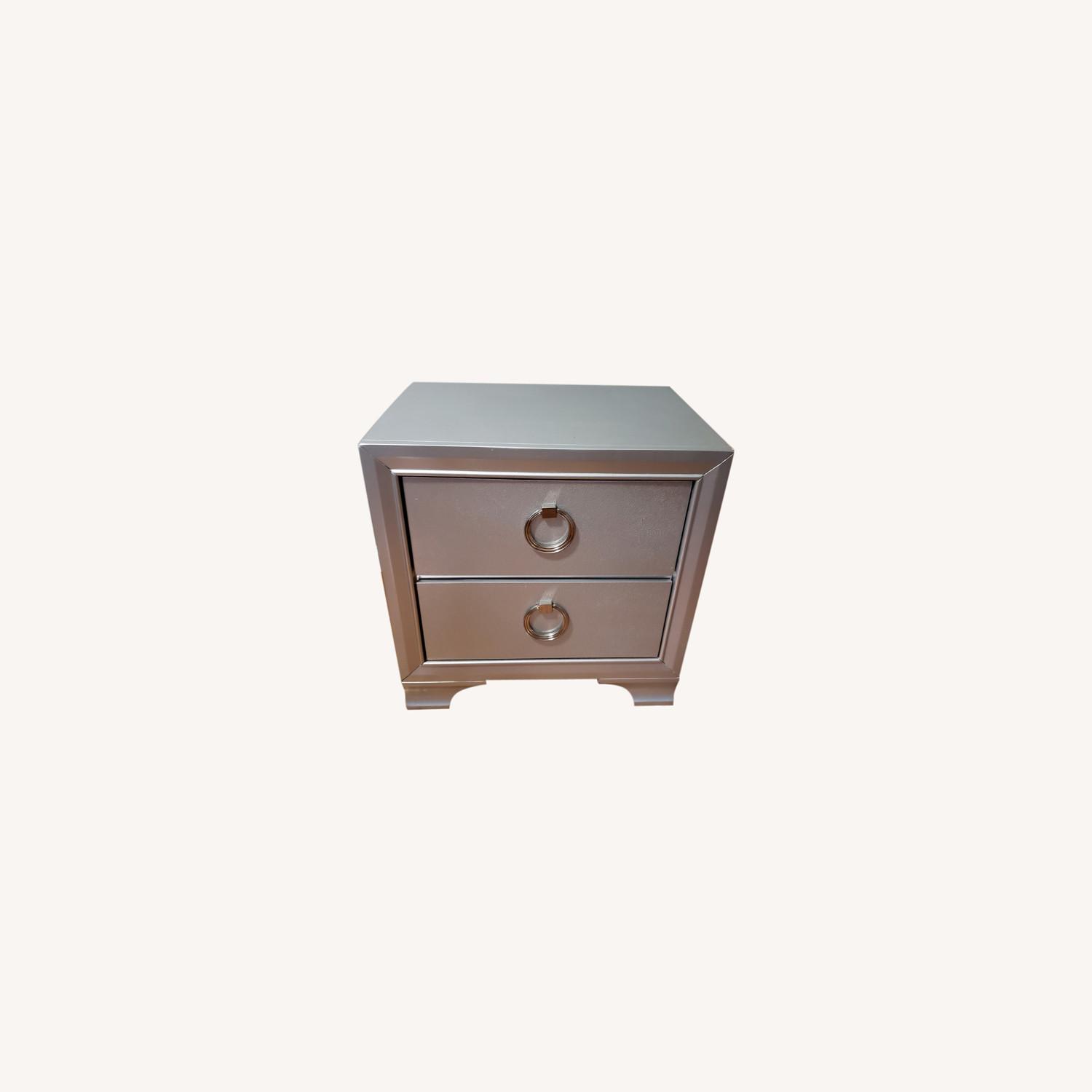 Small Silver Nightstand with 2 Drawers AptDeco