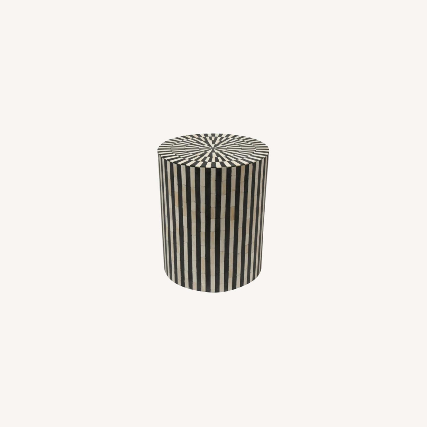 Anthropologie Rounded Bone Inlay Drum Side Table - image-0
