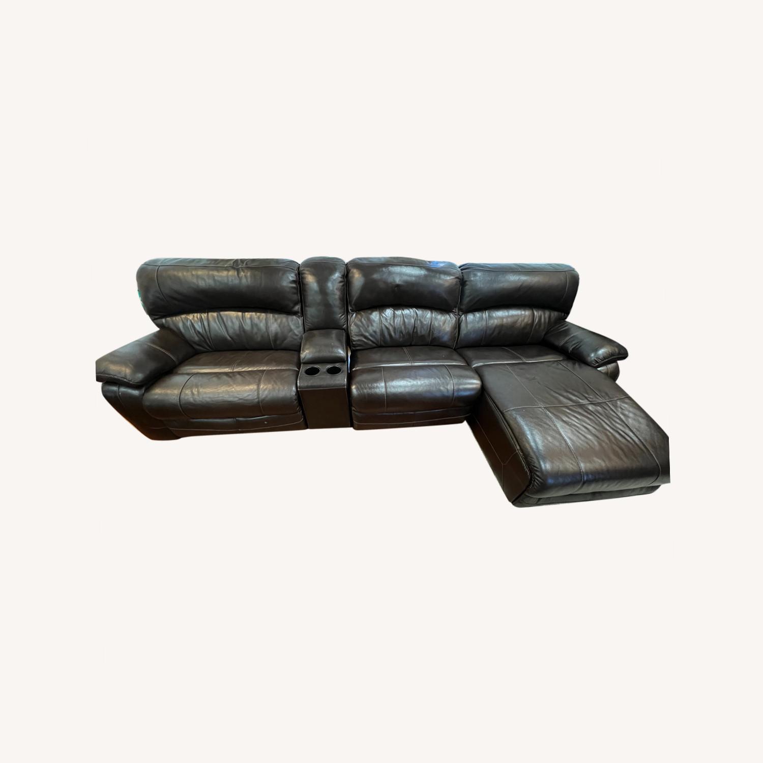 Ashley Leather Power Recliner Sectional w/ Chaise AptDeco