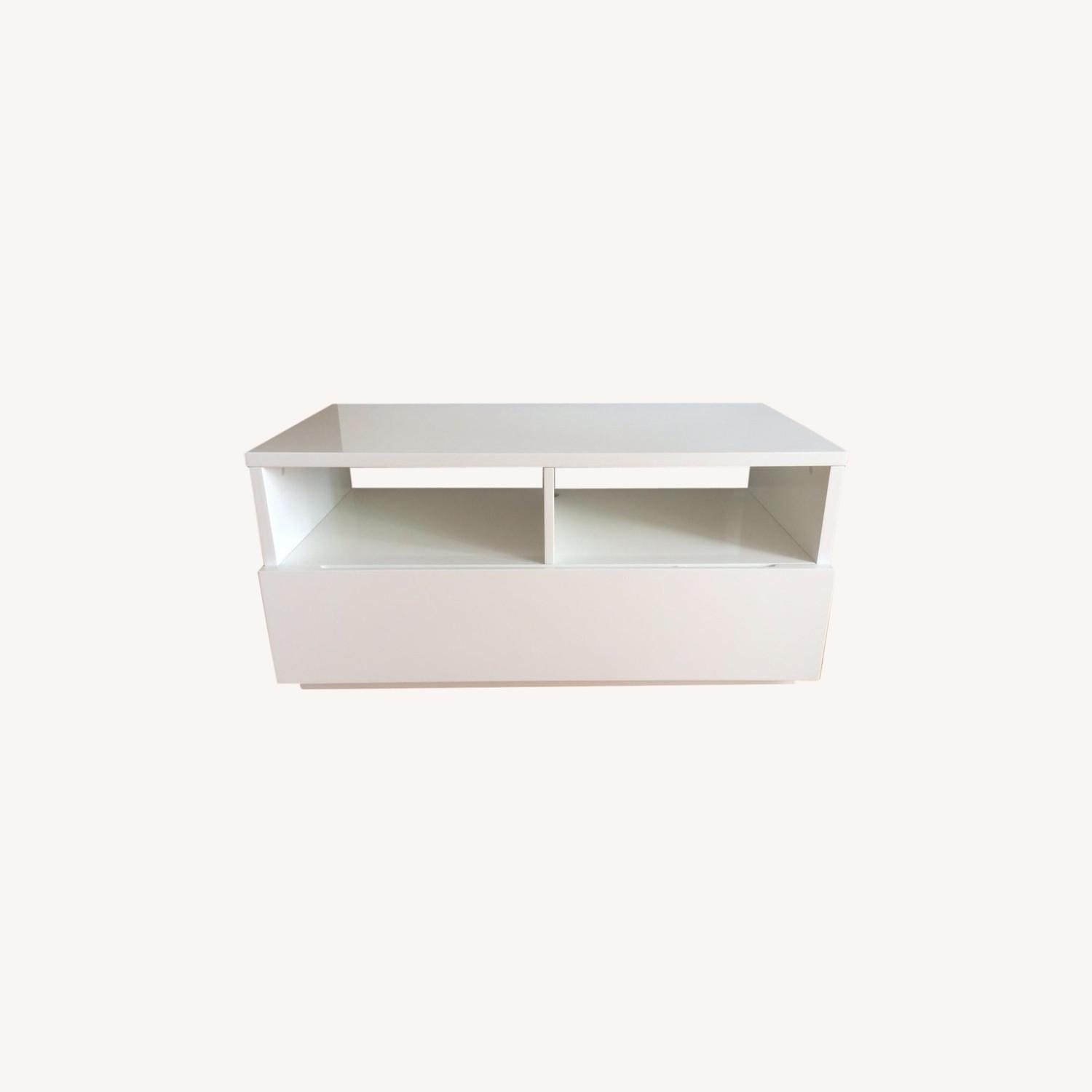 CB2 Chill White Mini Media Console AptDeco