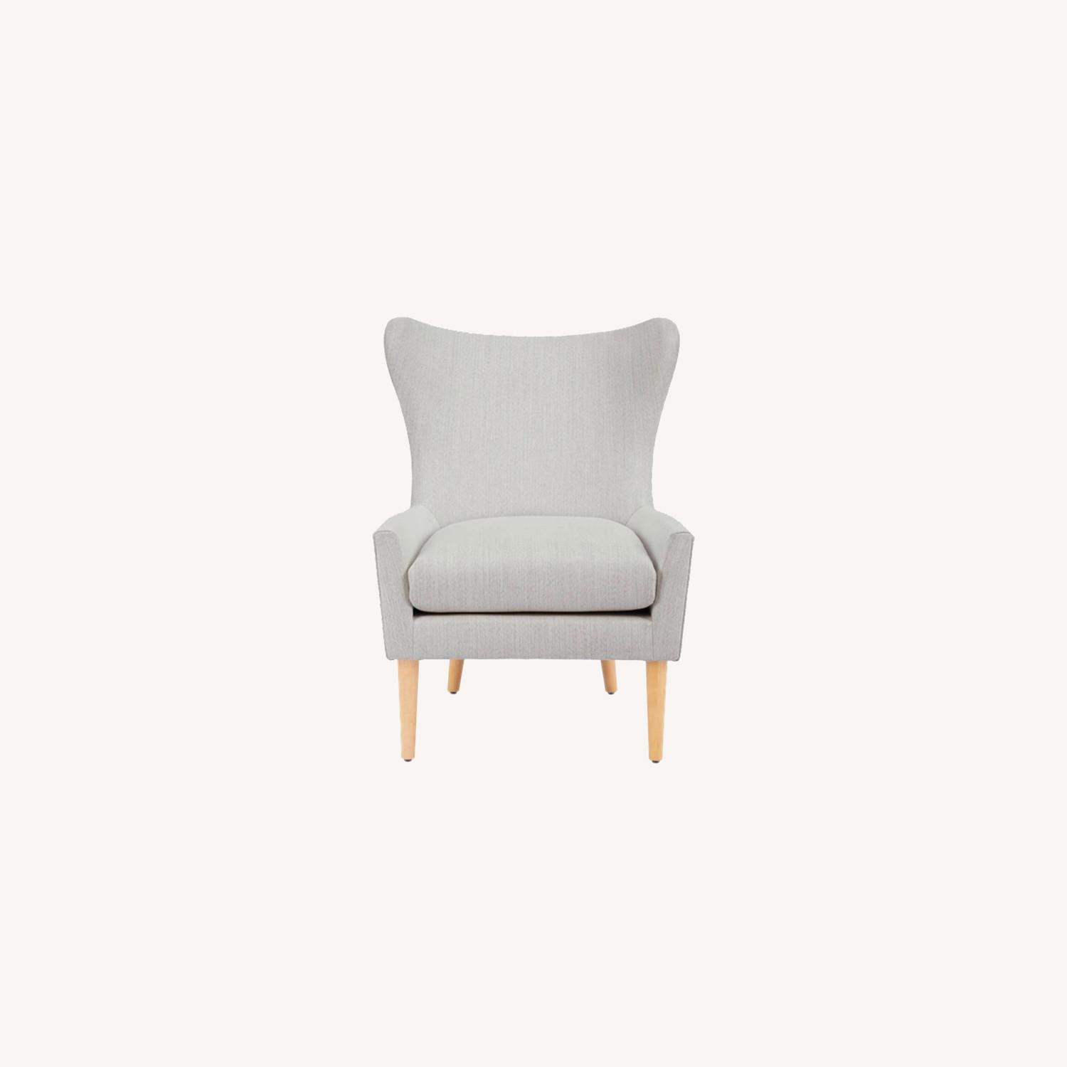 Light Grey Modern Fabric Wingchair - image-0
