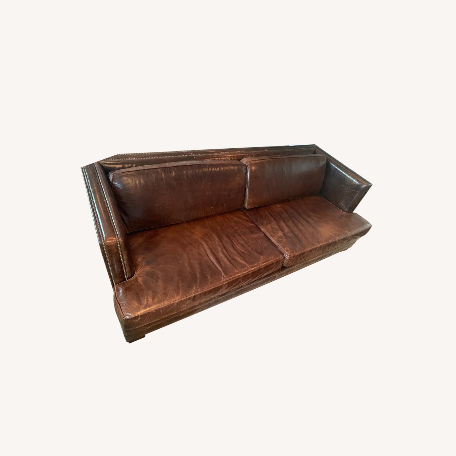 Restoration Hardware Nailhead Trim Leather Sofa - image-0