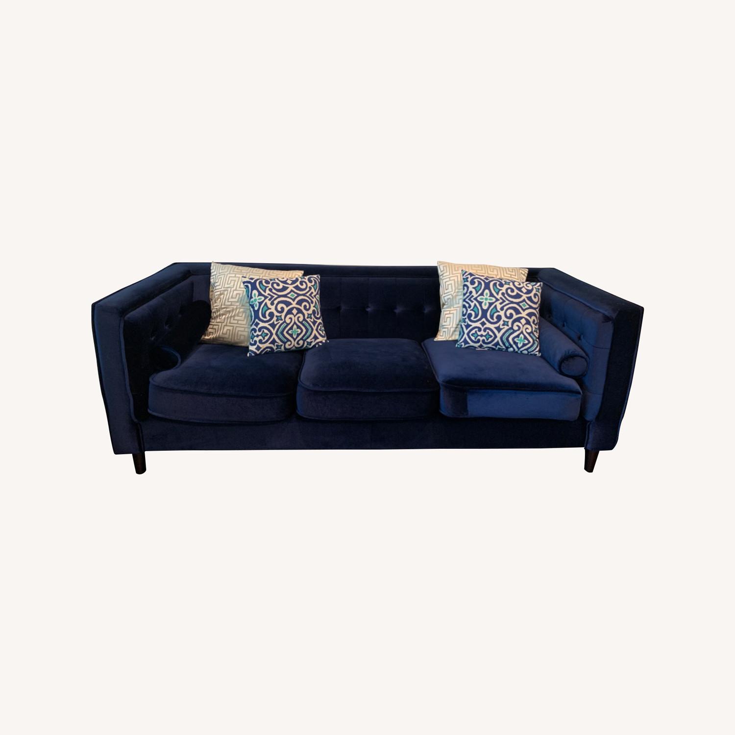 AllModern Blue Velvet Couch AptDeco