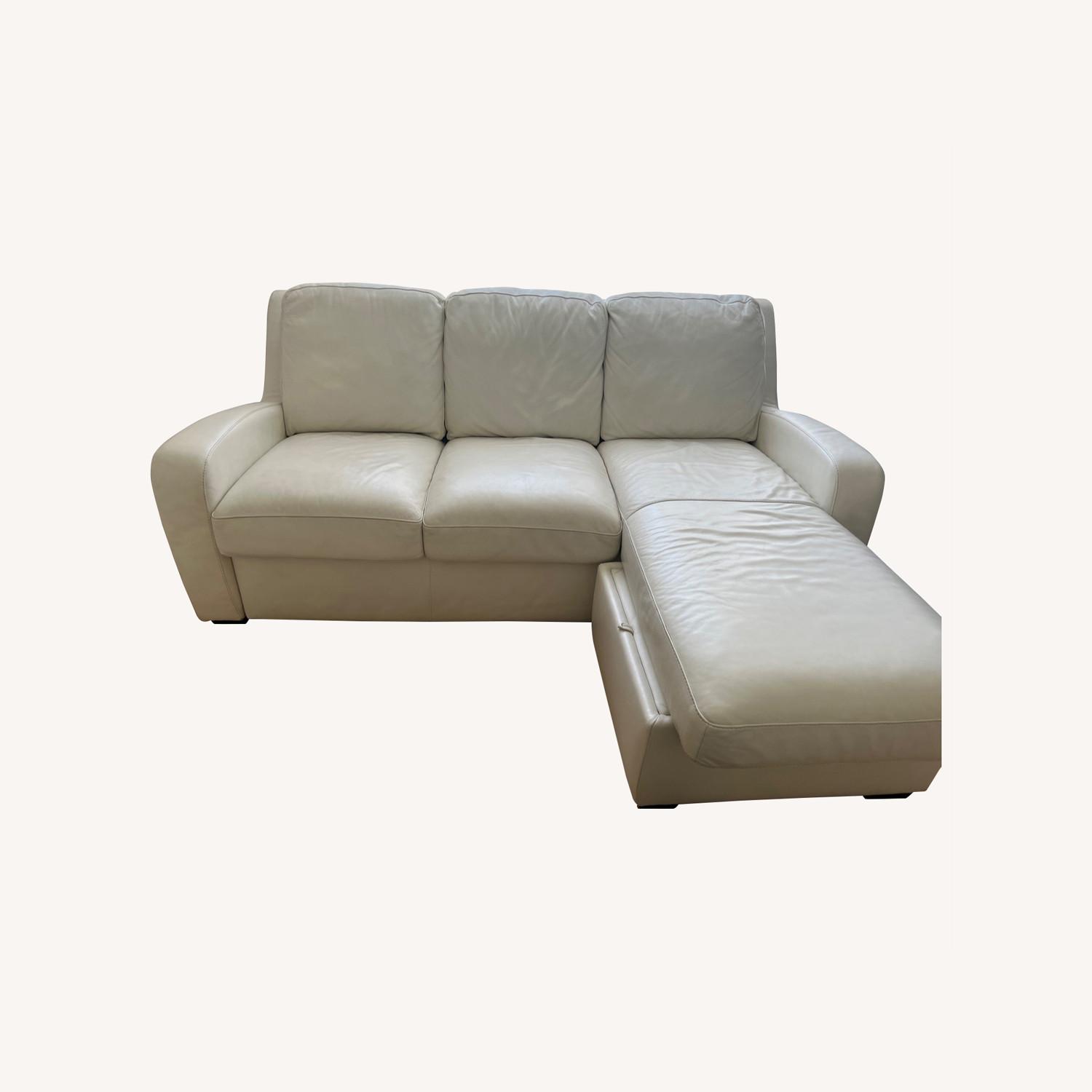 Crate & Barrel White Leather QueenSized Sofa Bed AptDeco