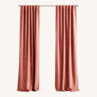 West Elm Worn Velvet Curtain - Pink Grapefruit 