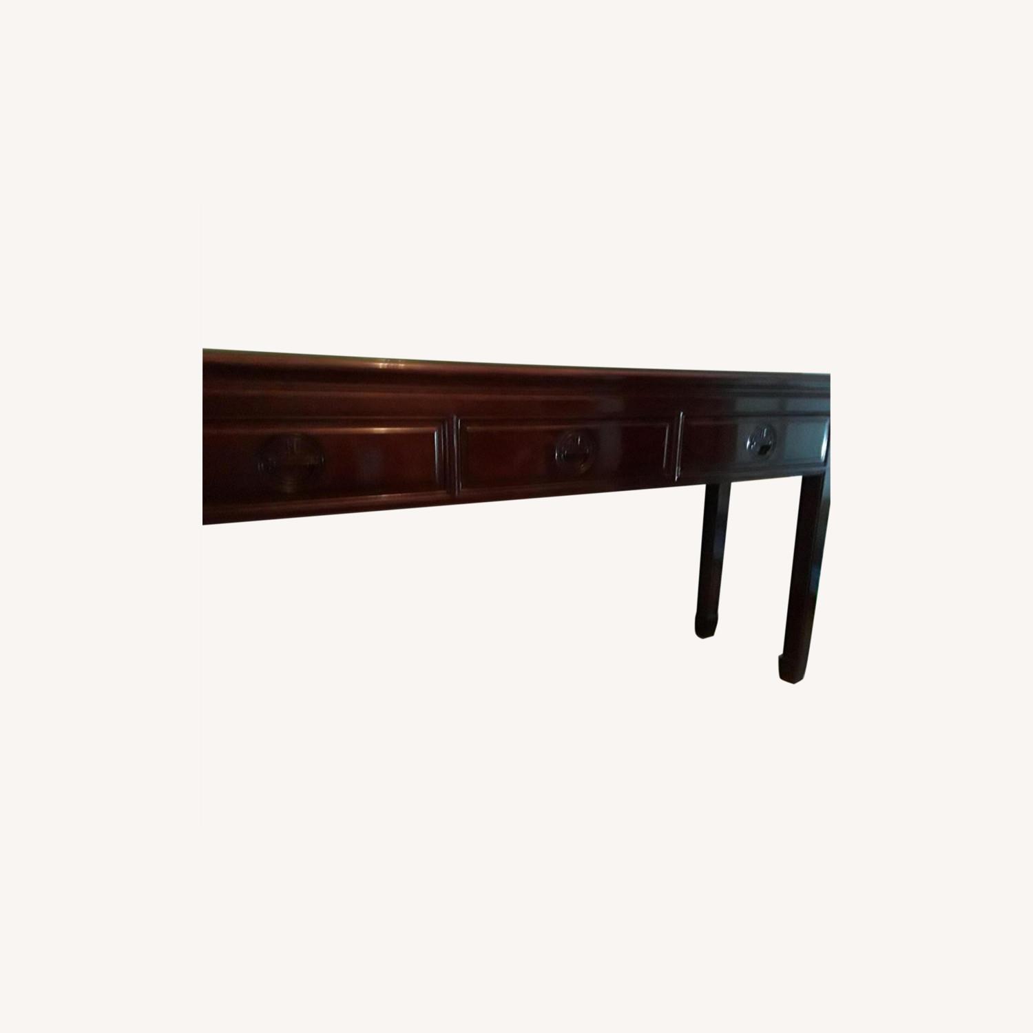 Dark Red Console Table with 3 Drawers AptDeco