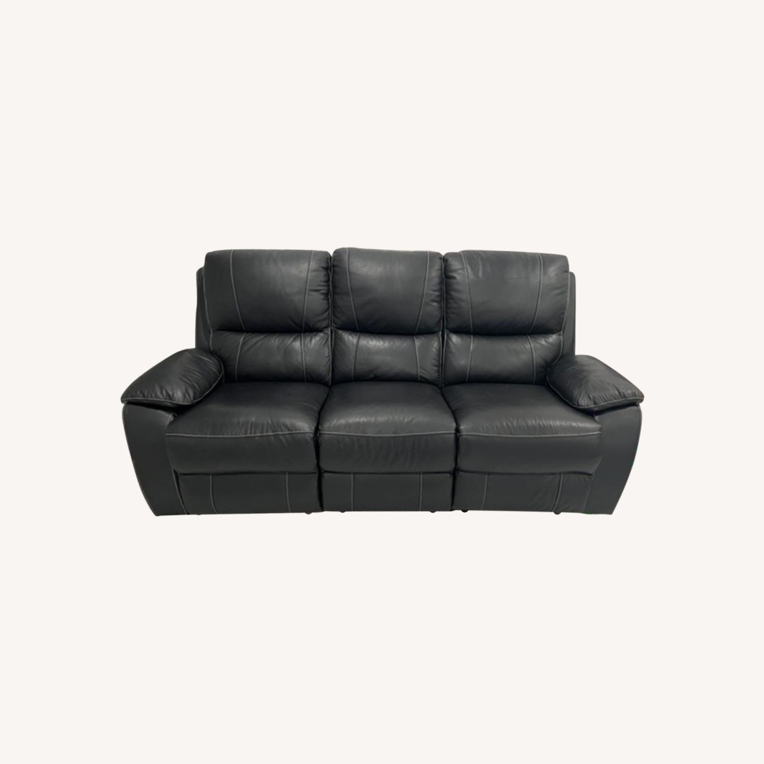 Dark Brown Leather Couch with 2 Reclining Seats AptDeco