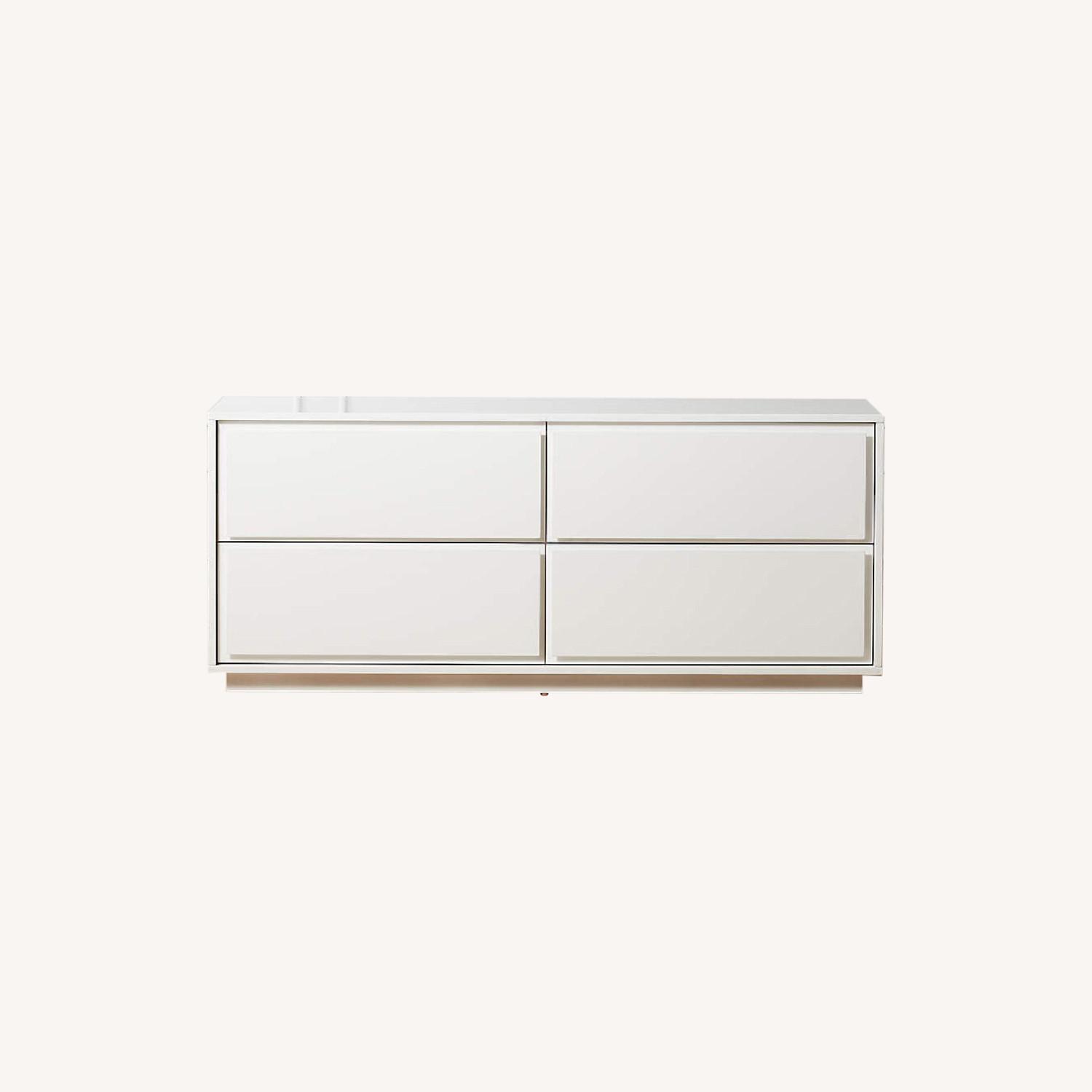 CB2 Glossy White Drawers Dresser AptDeco