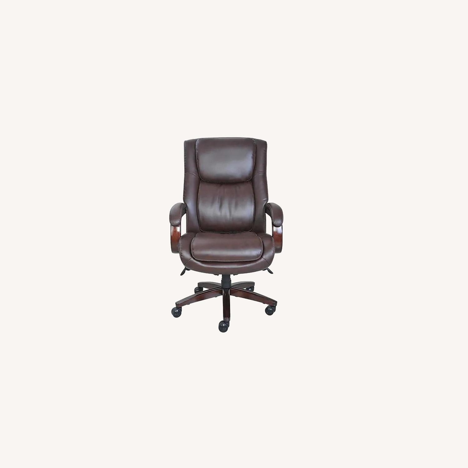 LaZBoy Leather Comfy Office Chair AptDeco