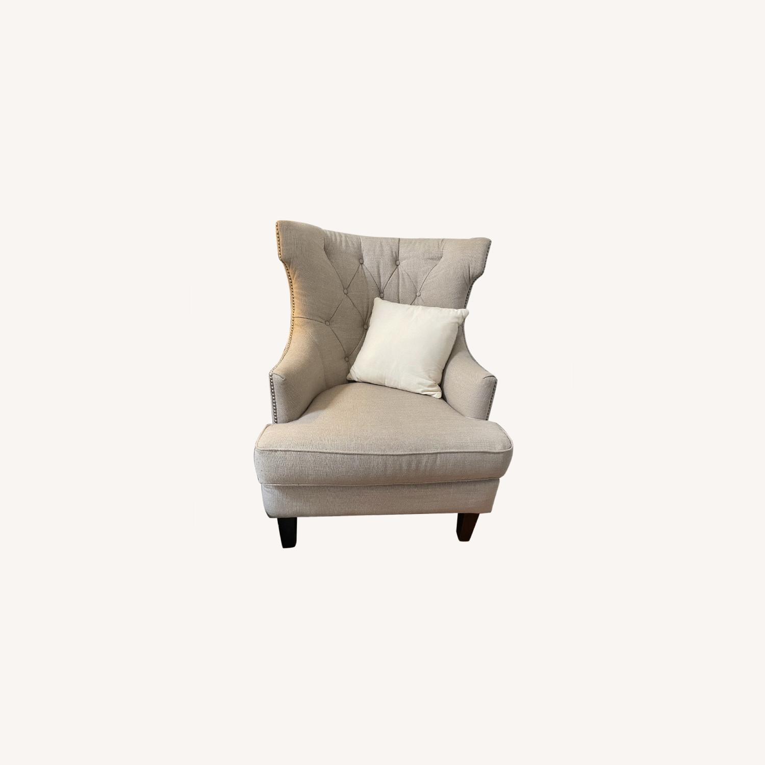 Chesterfield Linen Reading Chair AptDeco