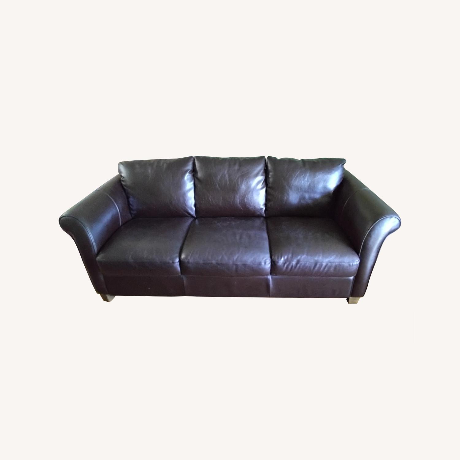 Macy's Brown Leather Sofa AptDeco