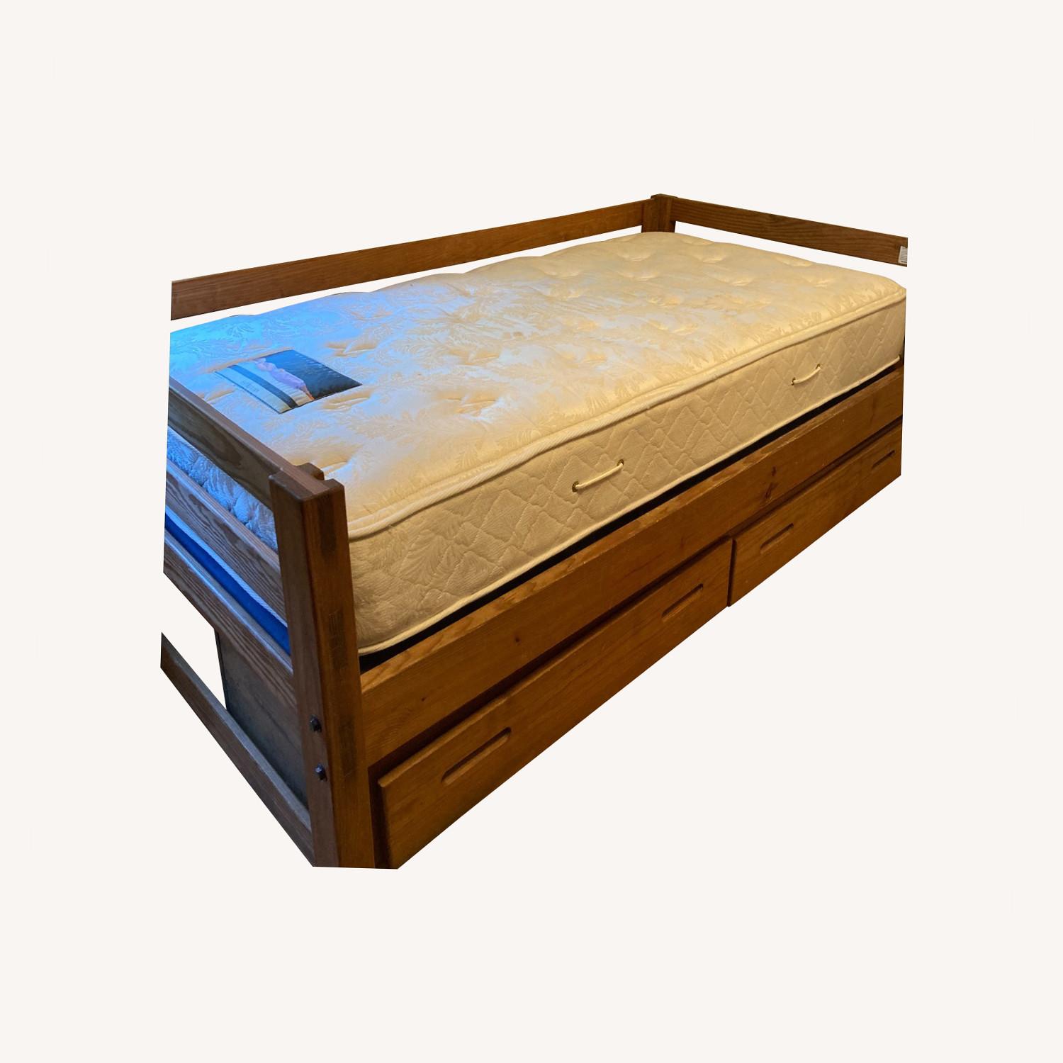 Wood Twin Bed + Drawers (This End Up) AptDeco