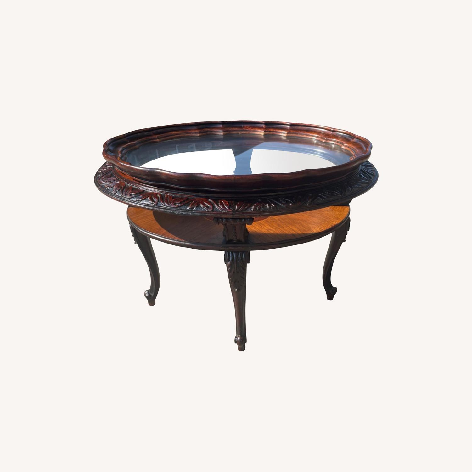 19th Century Victorian Inlaid Coffee Table w/ Tray - image-0