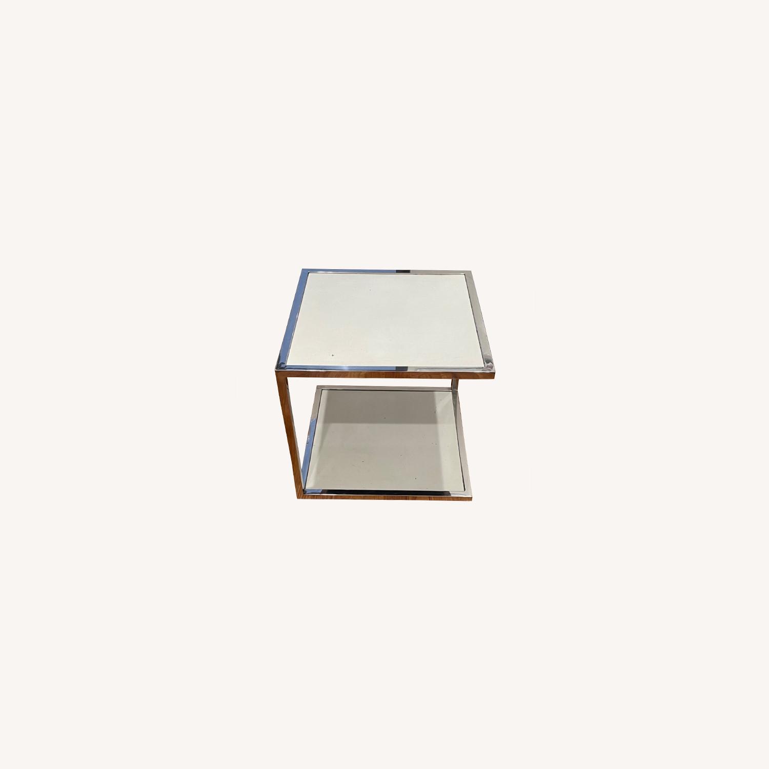 Modern White and Metal Side Table AptDeco