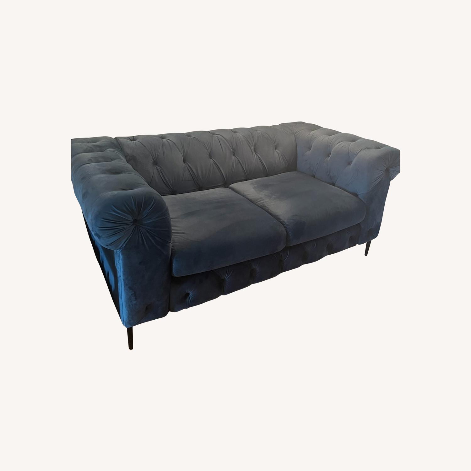 Pristine Blue Velvet Sofa AptDeco