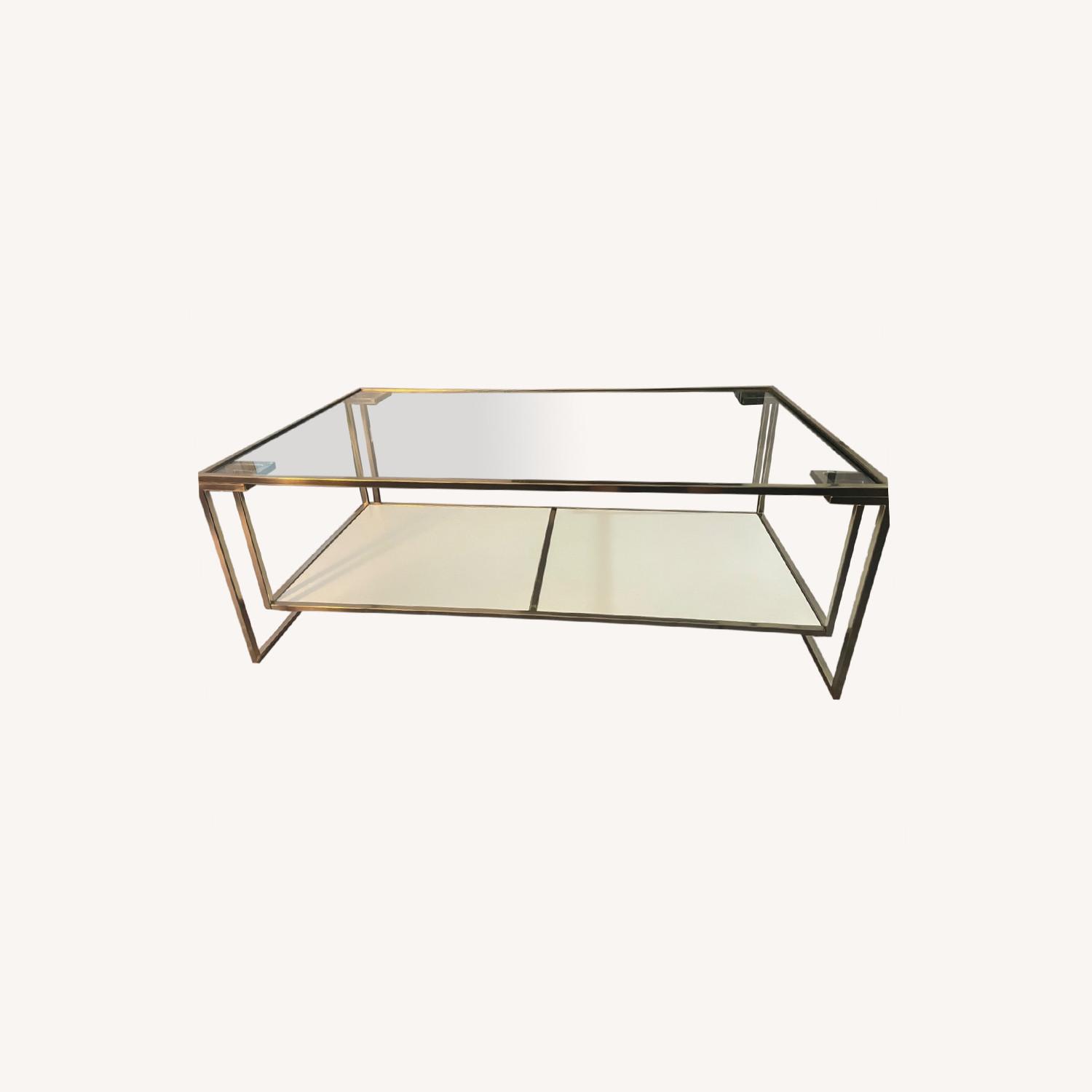 Raymour and Flanigan Glass Coffee Table AptDeco