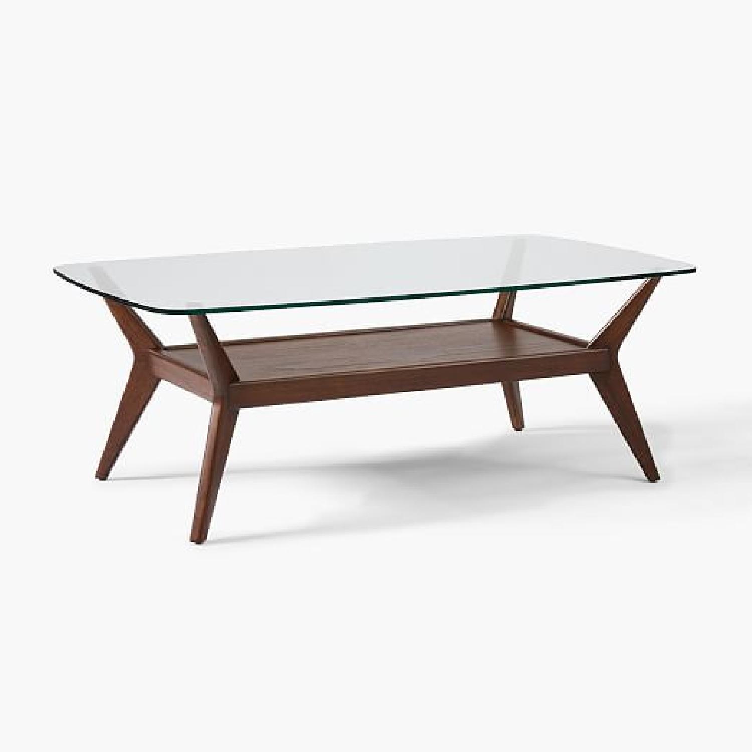 West Elm Glass Top Wood Coffee Table - image-7