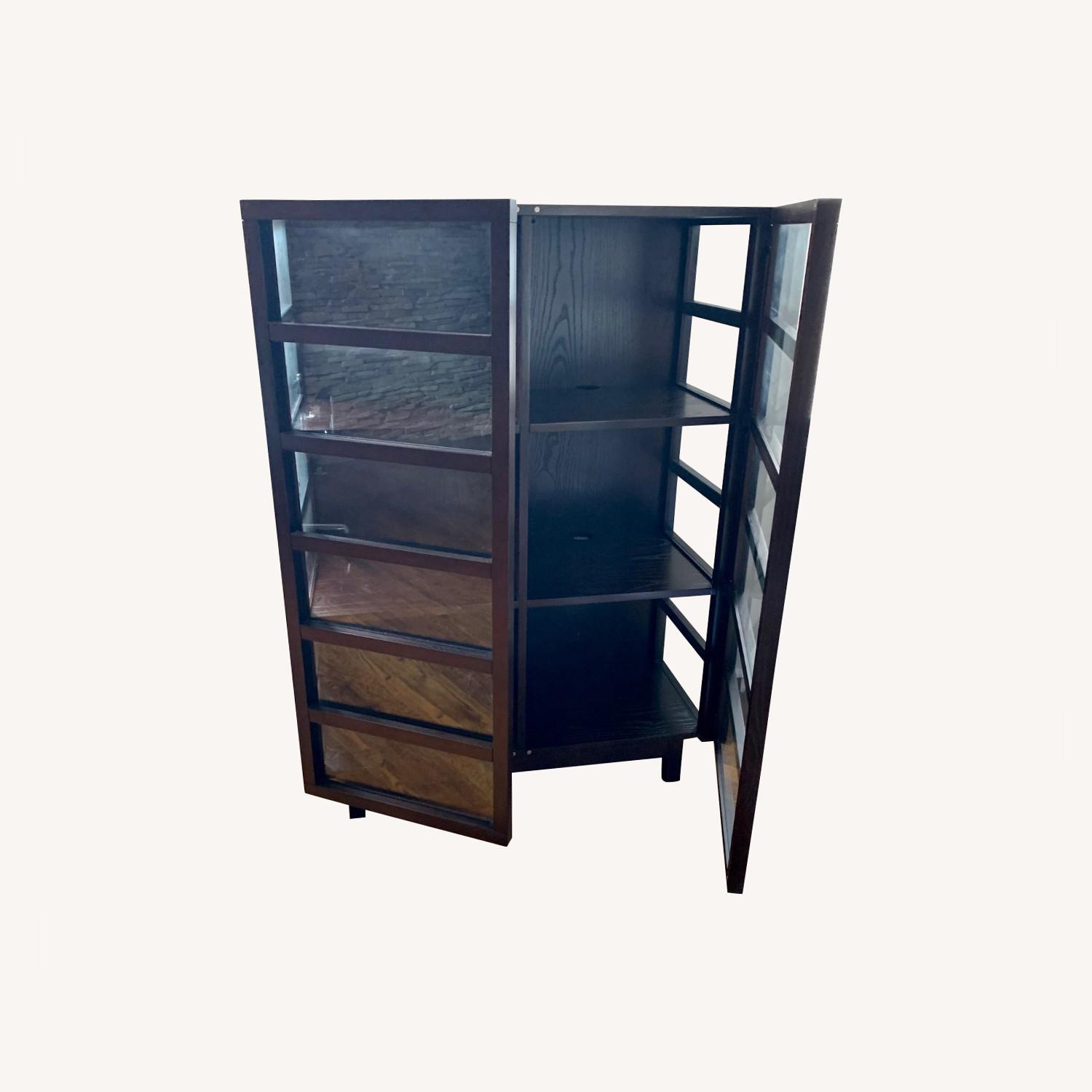 Crate & Barrel Dark Wood and Glass AptDeco