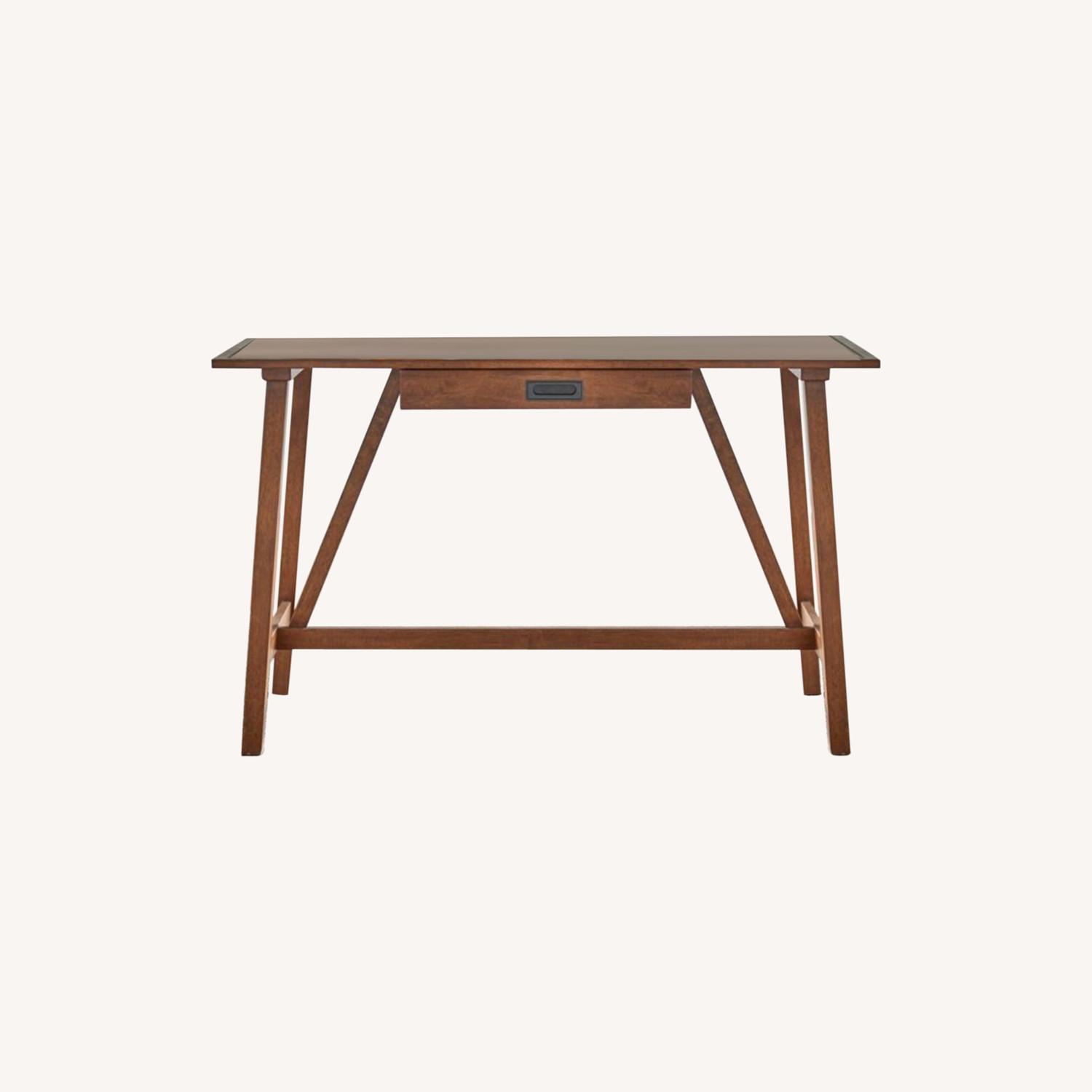 Wooden Trestle Desk w/ Drawer AptDeco