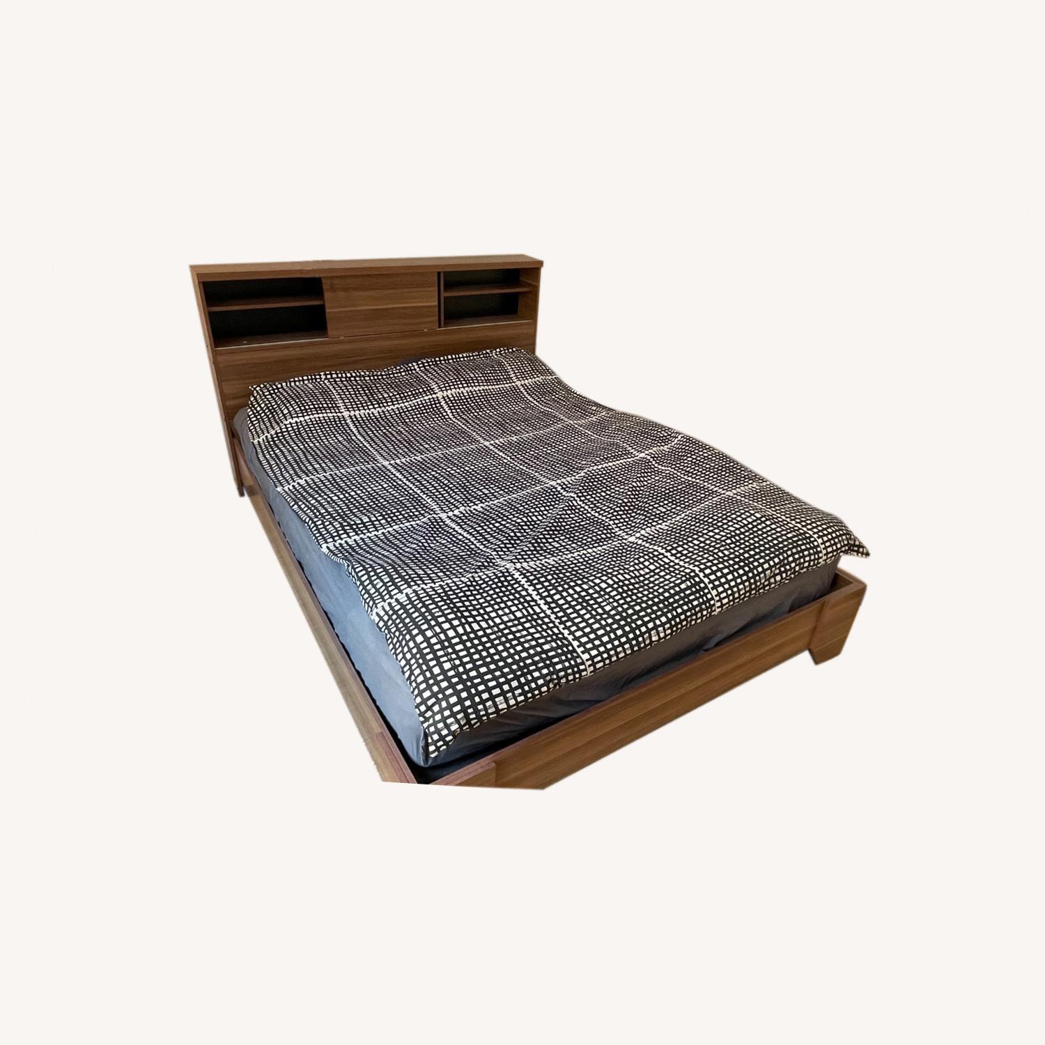 Baxton Studio Walnut/Black Wood Queen Bed AptDeco