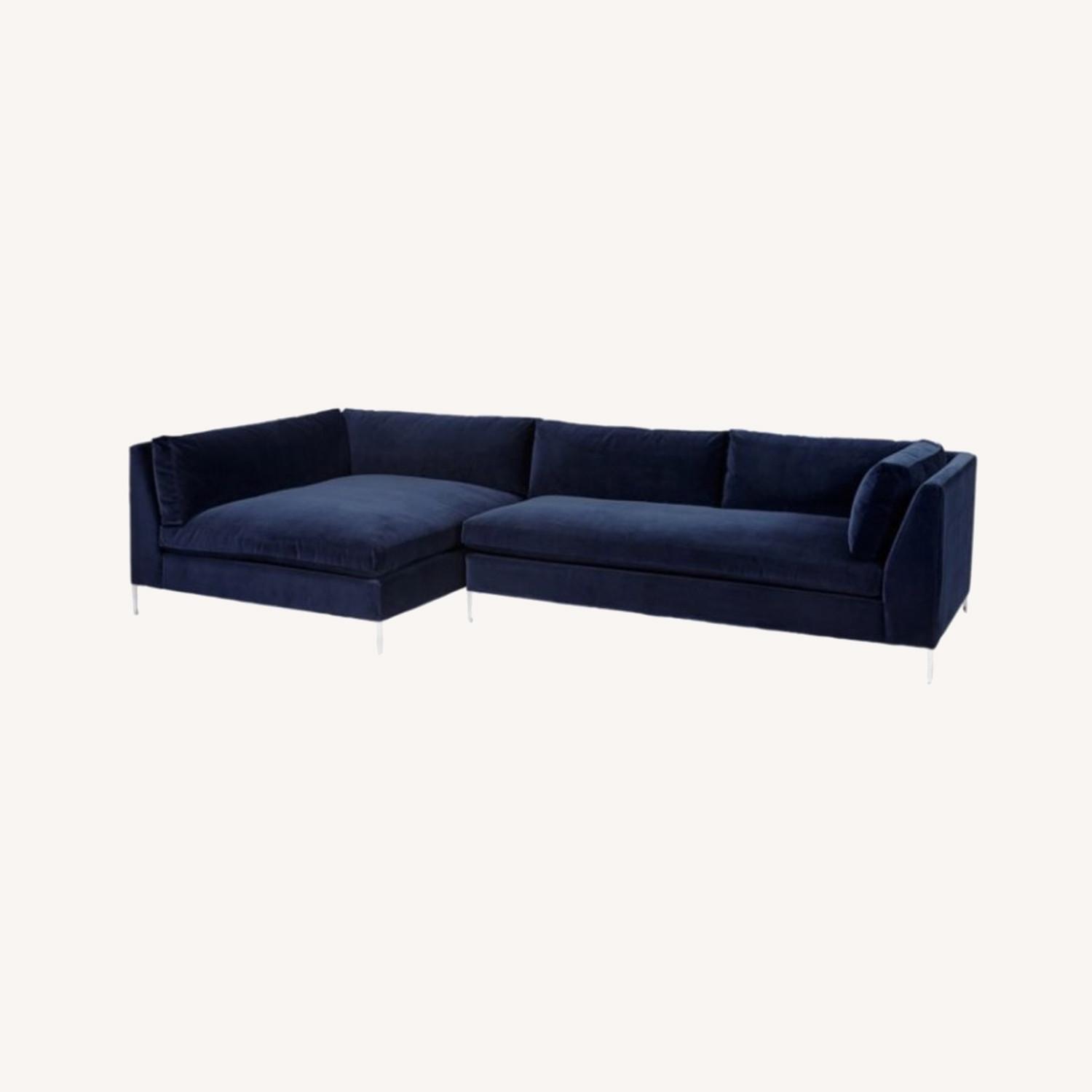CB2 Blue Velvet Lush Sectional AptDeco