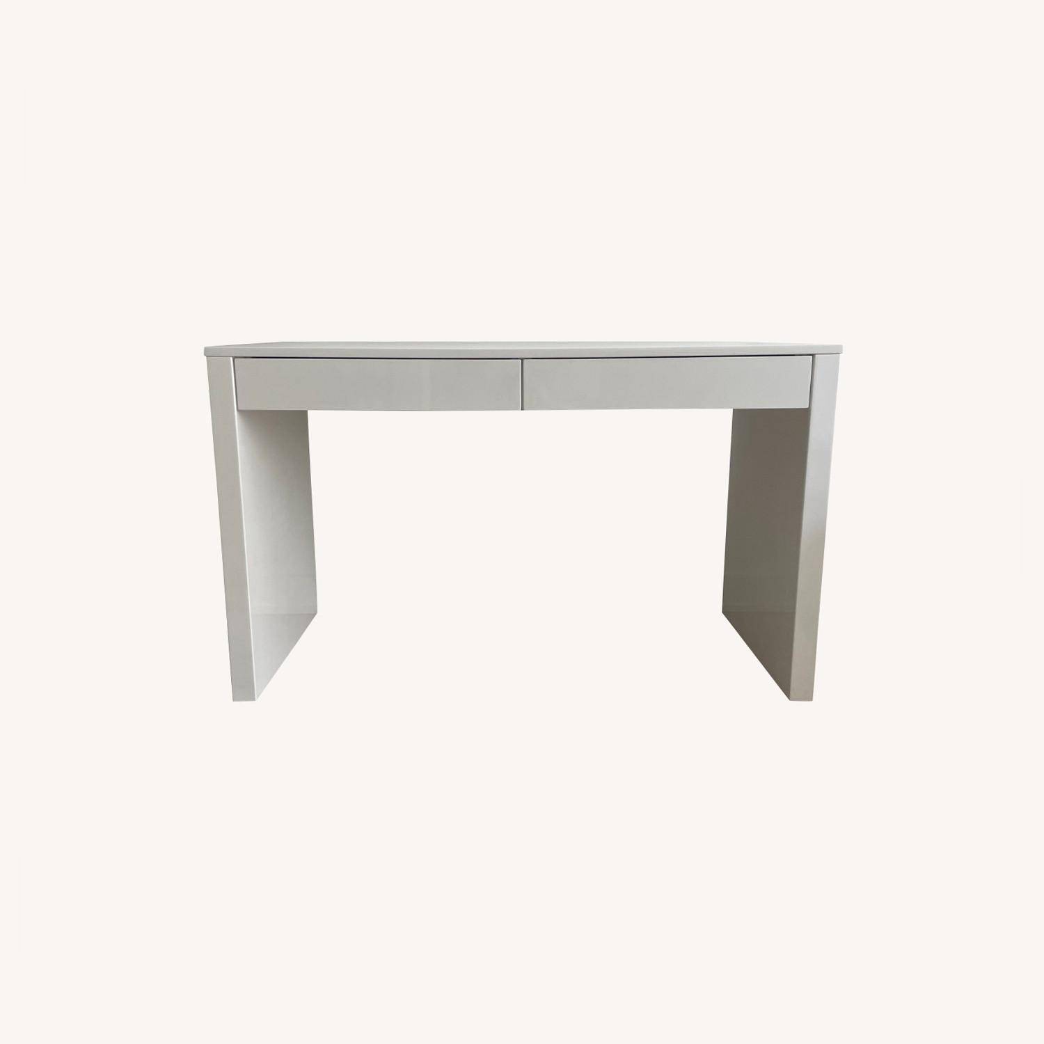 CB2 Runway White Lacquer Desk AptDeco