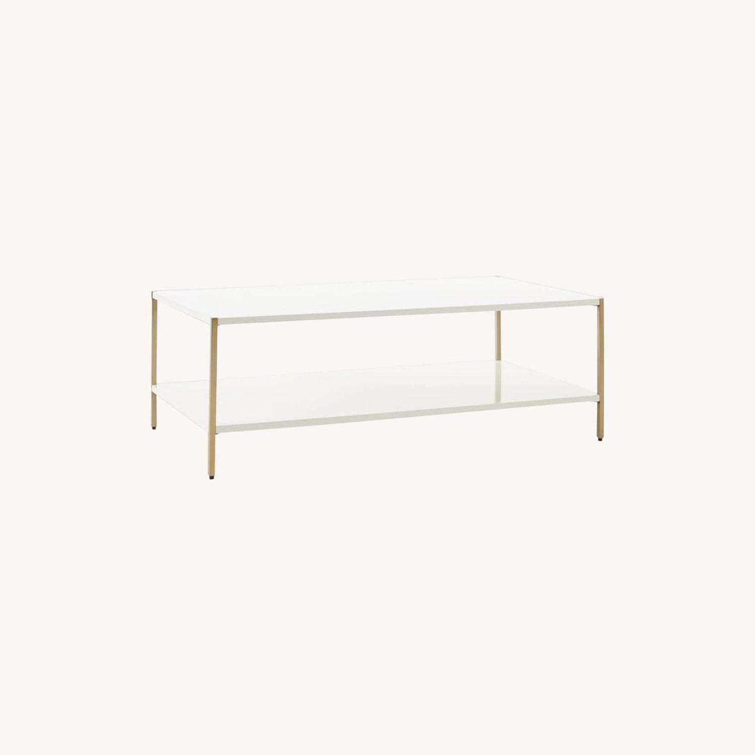 West Elm Zane 44" Coffee Table,White,Antique Brass AptDeco