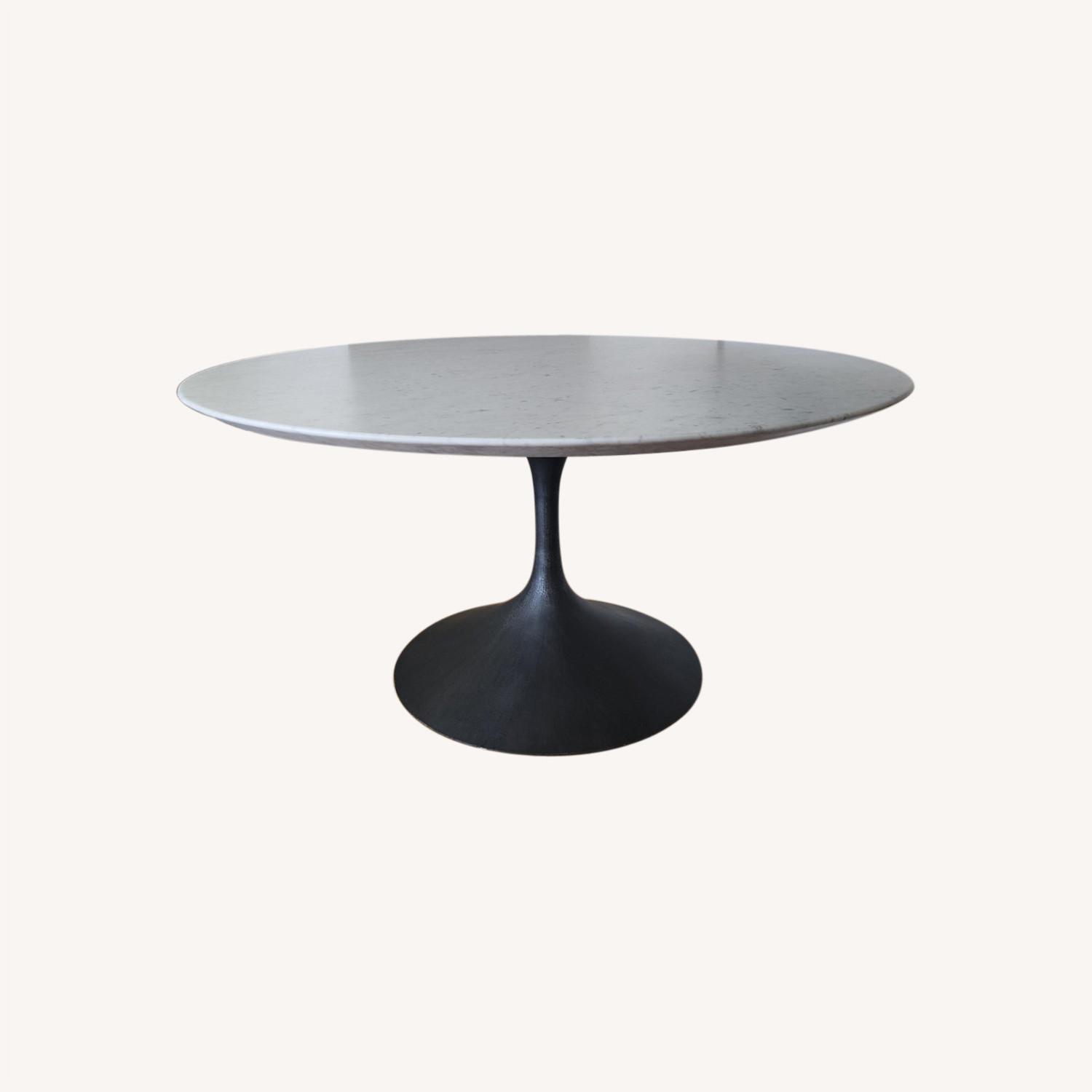 60" Round Marble & Cast Iron Dining Table - image-0