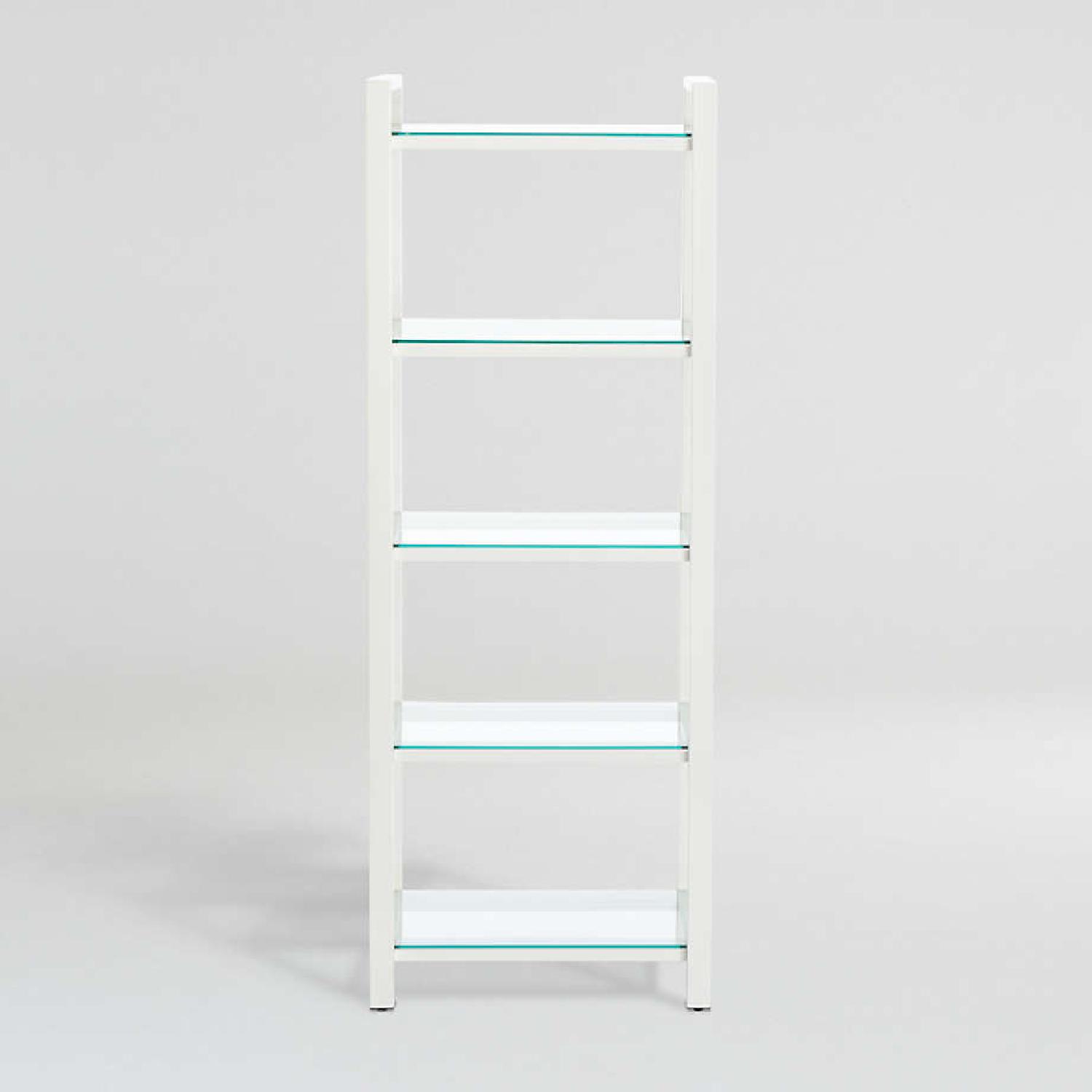 Crate and Barrel Pilsen White and Glass Bookshelf - image-0